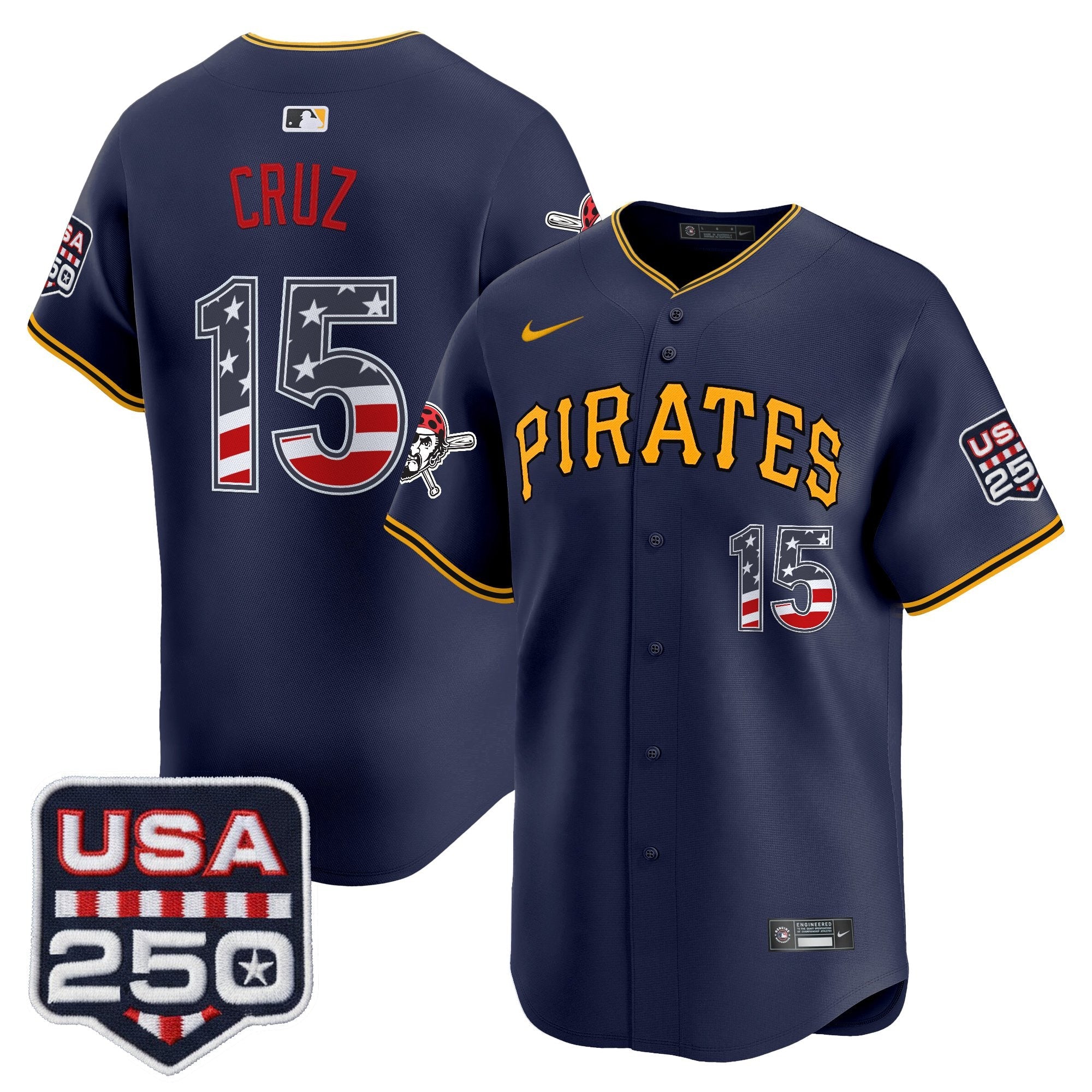 Men's Pittsburgh Pirates USA 250 Fourth of July Vapor Premier Limited Jersey - All Stitched