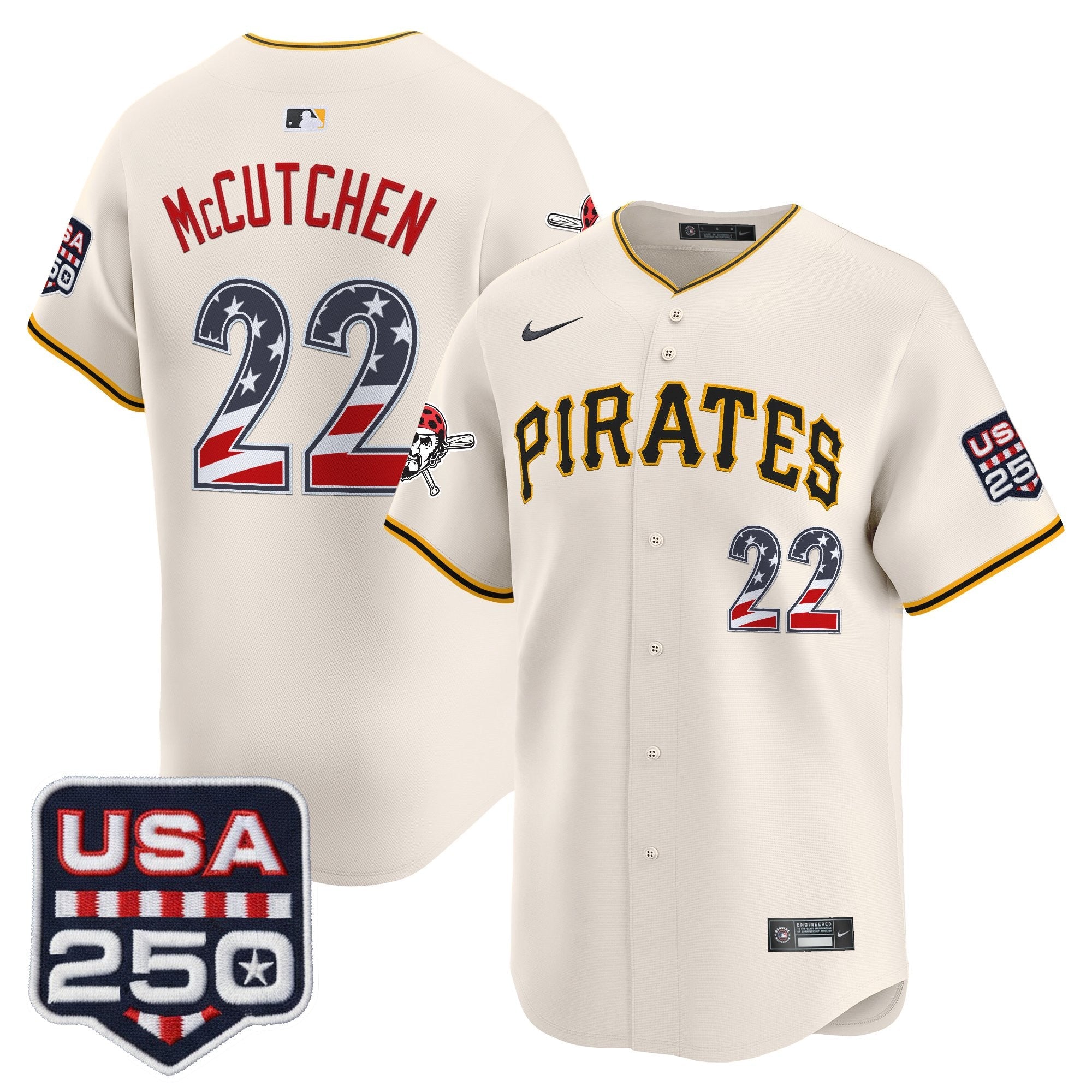 Men's Pittsburgh Pirates USA 250 Fourth of July Vapor Premier Limited Jersey - All Stitched