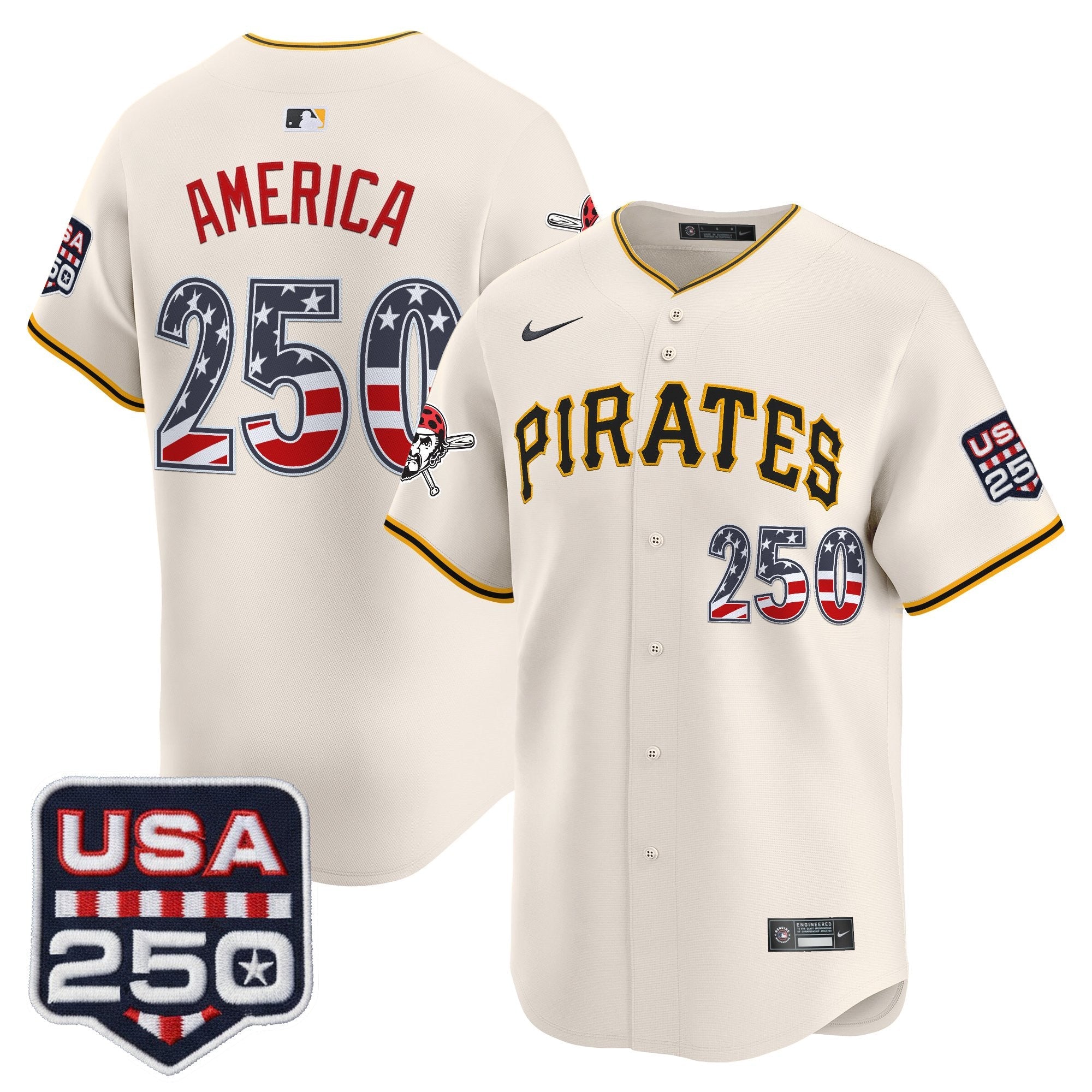 Men's Pittsburgh Pirates USA 250 Fourth of July Vapor Premier Limited Jersey - All Stitched