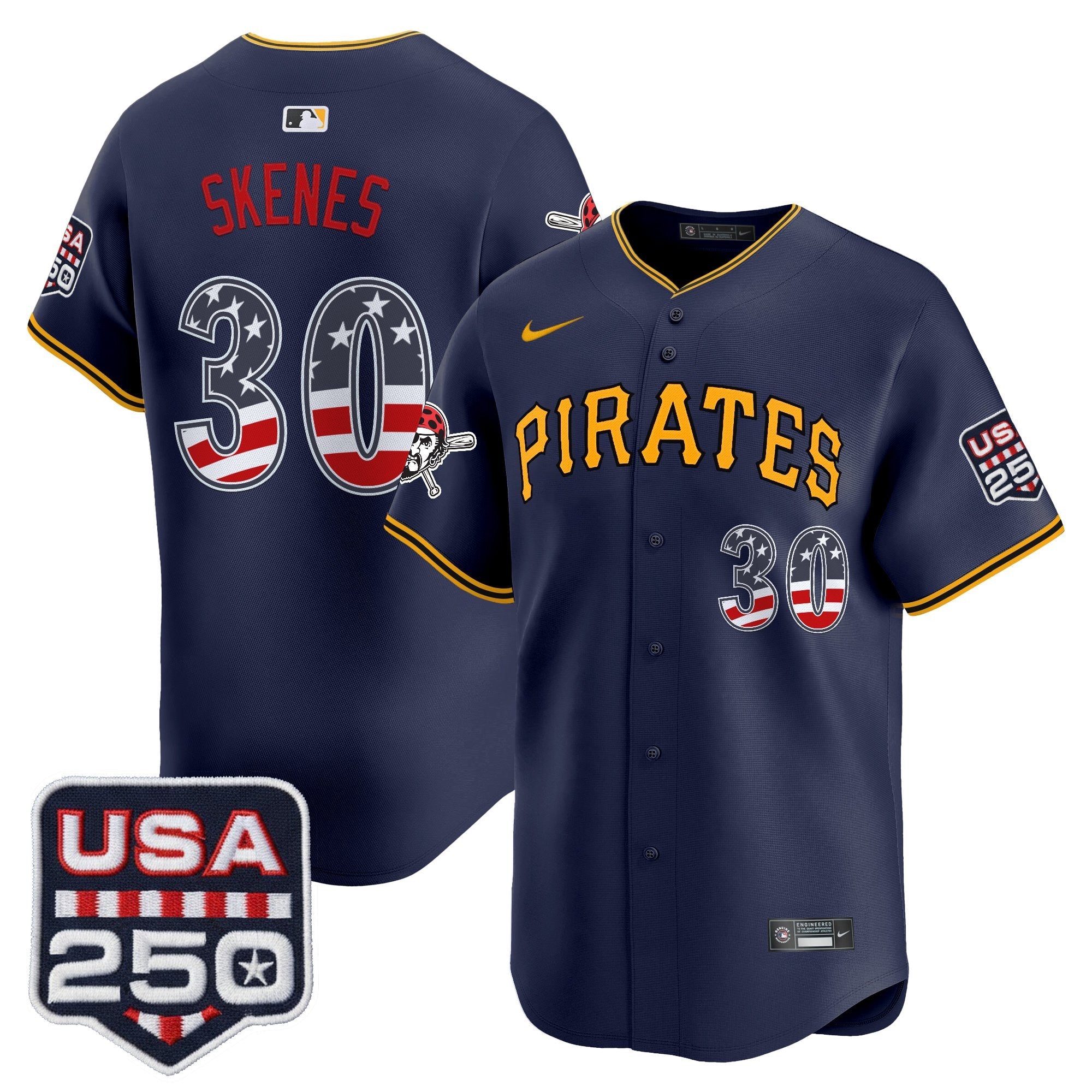 Men's Pittsburgh Pirates USA 250 Fourth of July Vapor Premier Limited Jersey - All Stitched