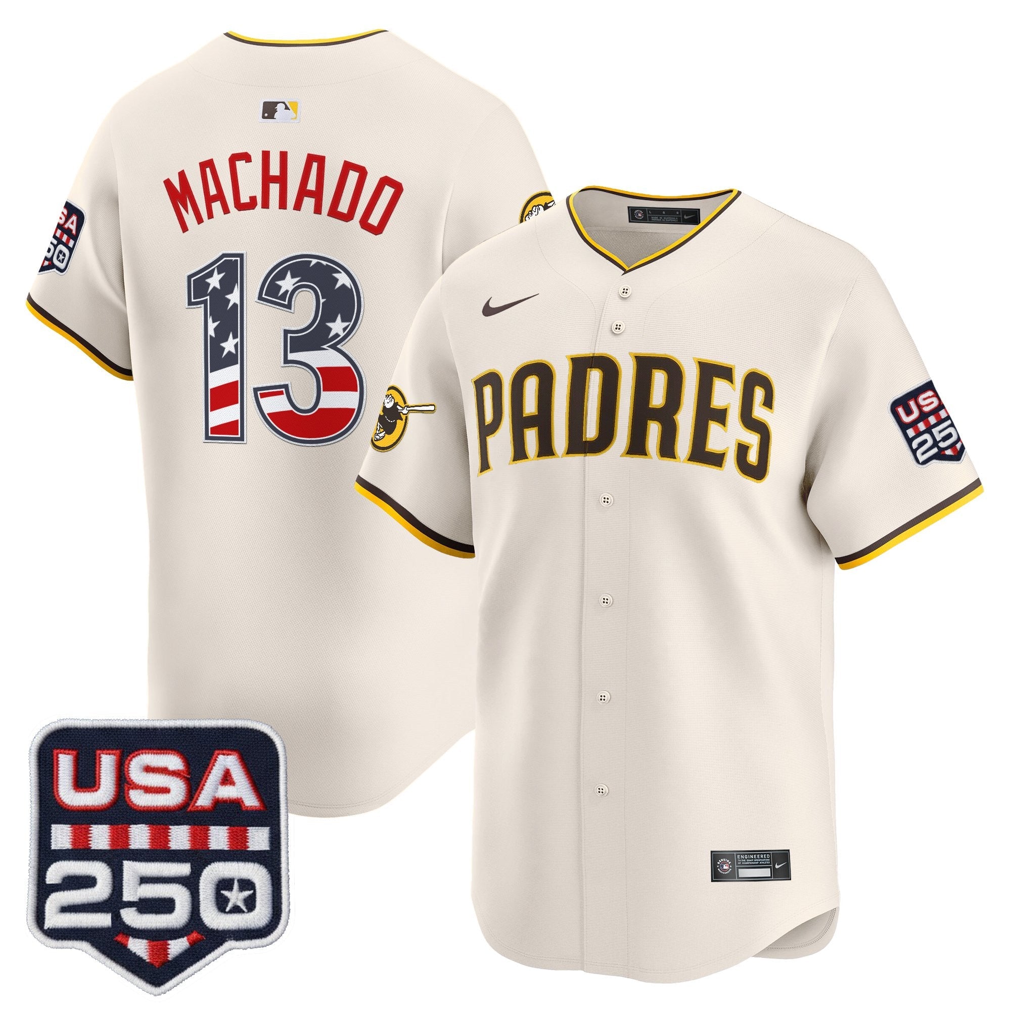Men's San Diego Padres USA 250 Fourth of July Vapor Premier Limited Jersey - All Stitched