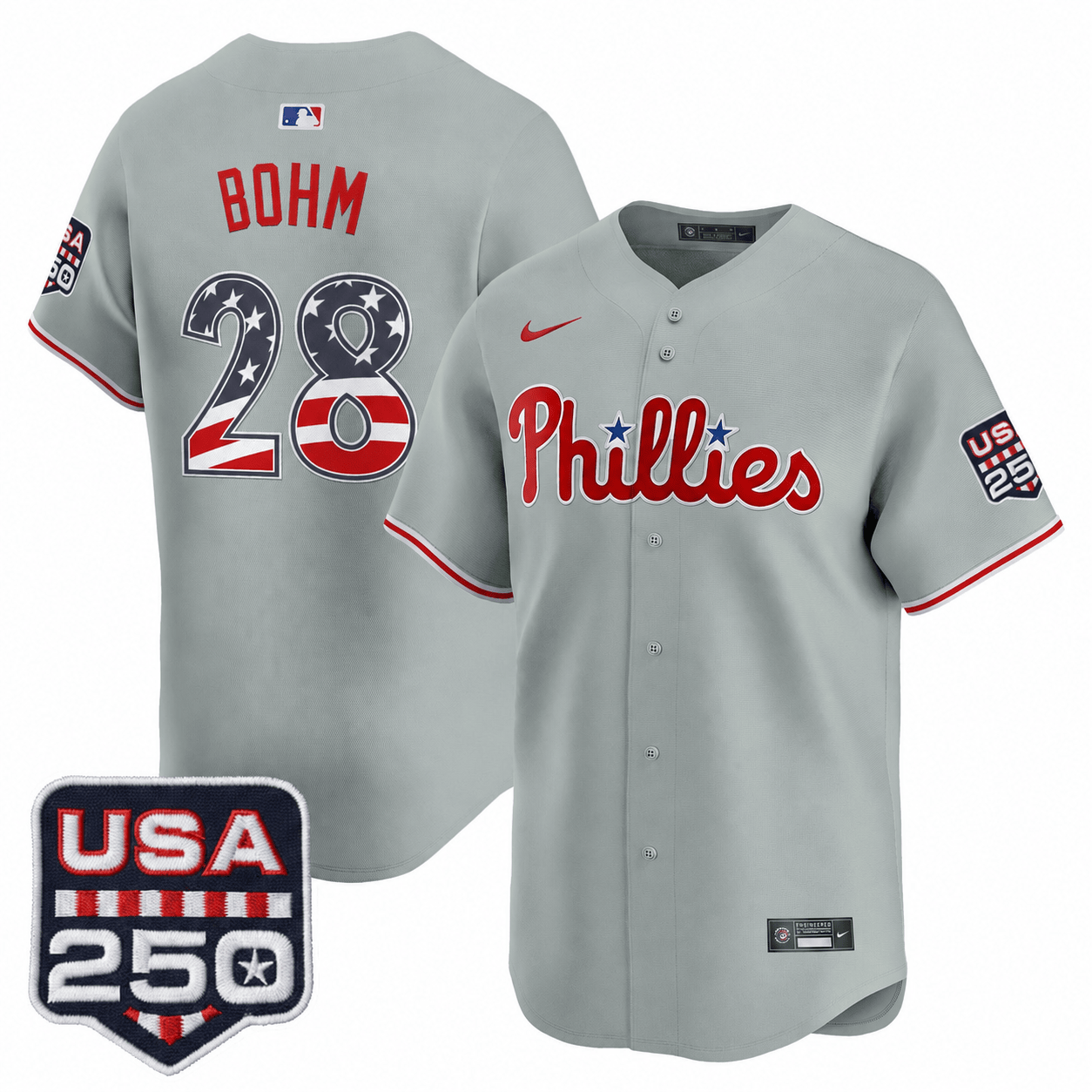 Alec Bohm Philadelphia Phillies USA 250 Fourth of July Vapor Premier Limited Jersey - All Stitched