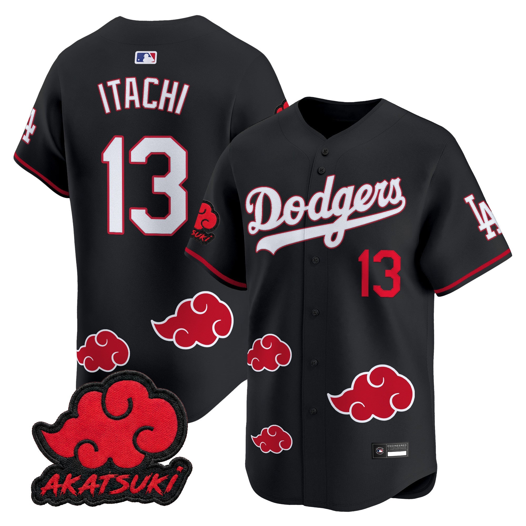 Los Angeles Dodgers x Naruto "Akatsuki Edition" Vapor Premier Limited Jersey - Stitched