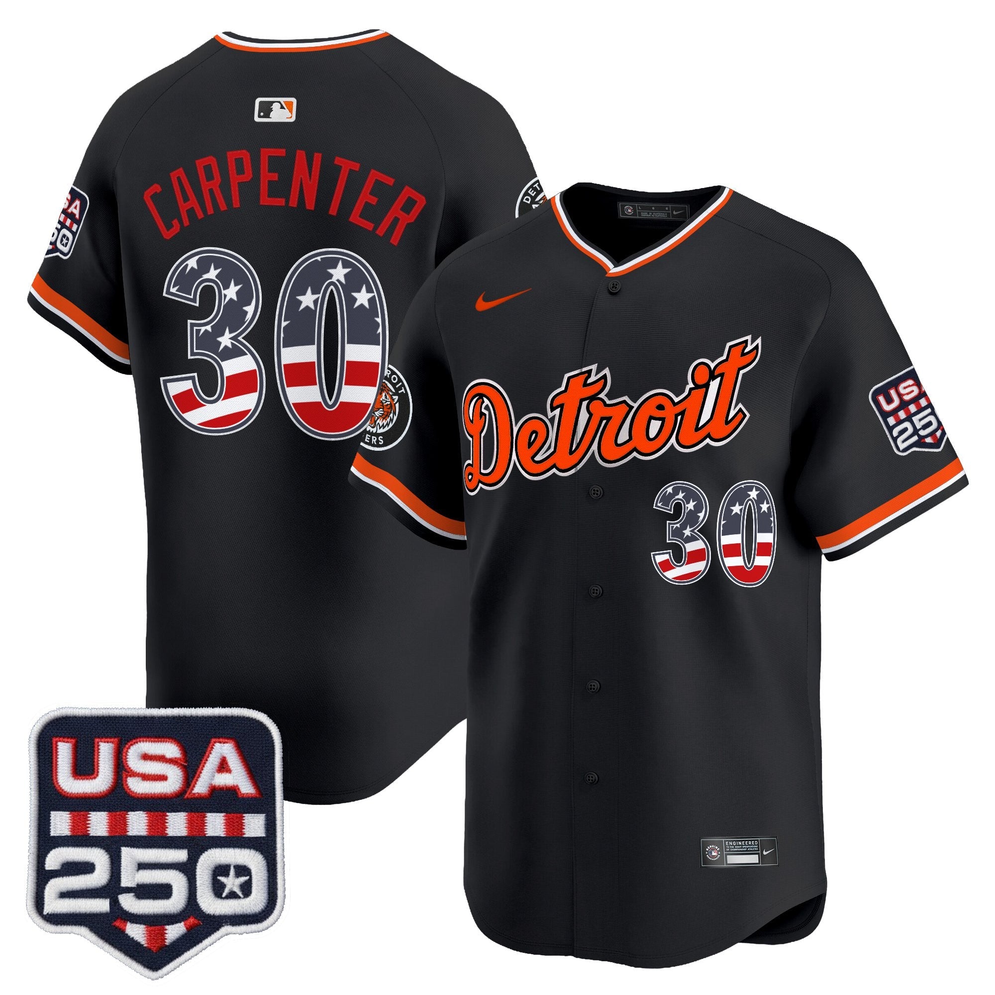 Men's Detroit Tigers USA 250 Fourth of July Vapor Premier Limited Jersey - All Stitched
