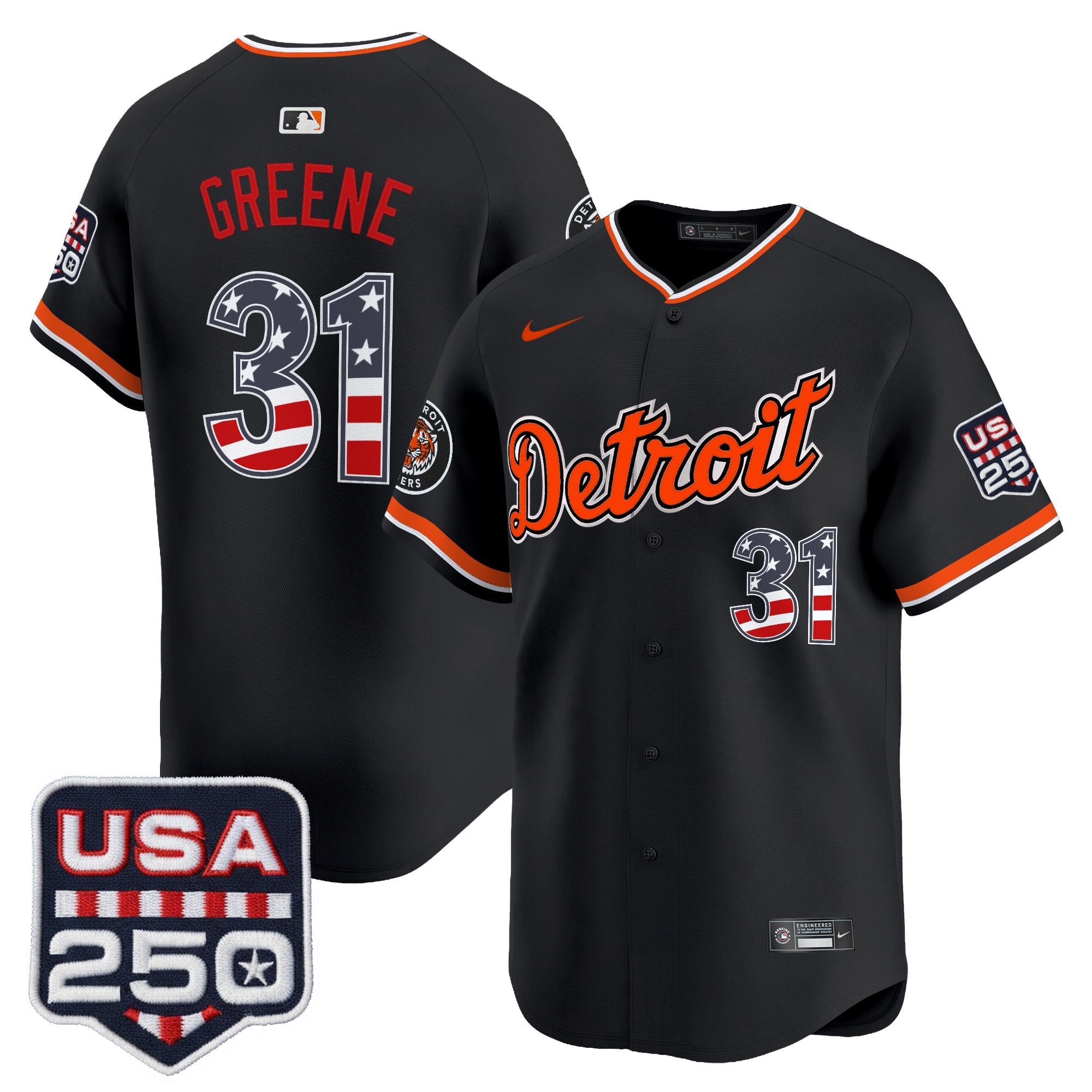 Men's Detroit Tigers USA 250 Fourth of July Vapor Premier Limited Jersey - All Stitched