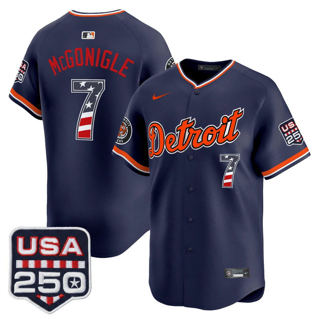 Men's Detroit Tigers USA 250 Fourth of July Vapor Premier Limited Jersey - All Stitched