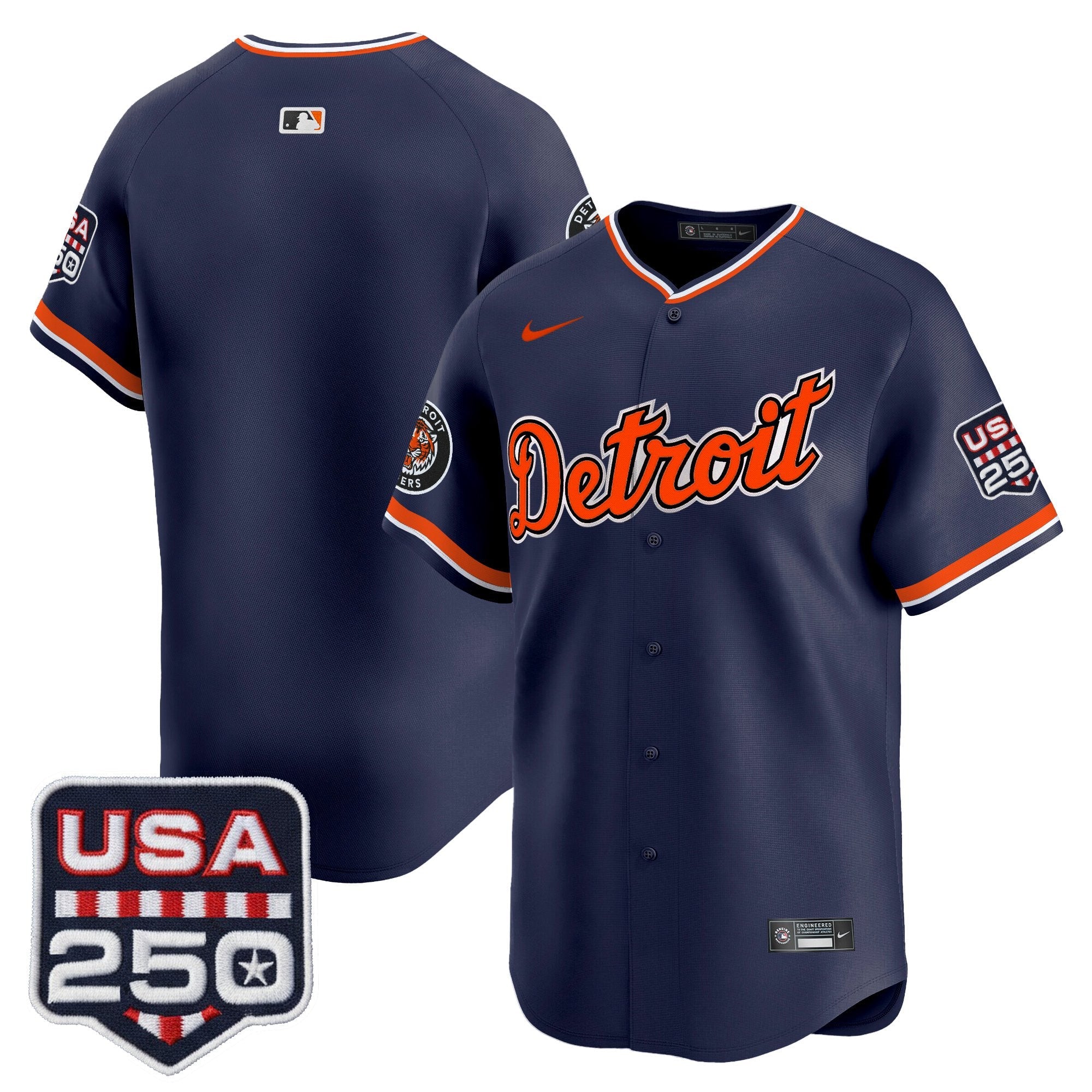 Men's Detroit Tigers USA 250 Fourth of July Vapor Premier Limited Jersey - All Stitched