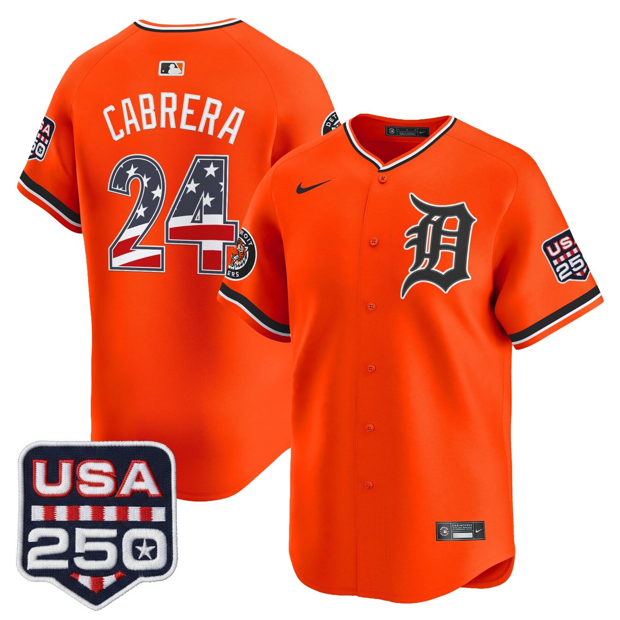 Men's Detroit Tigers USA 250 Fourth of July Vapor Premier Limited Jersey - All Stitched