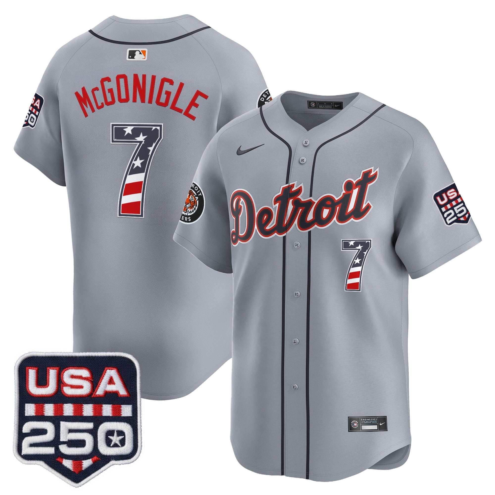 Men's Detroit Tigers USA 250 Fourth of July Vapor Premier Limited Jersey - All Stitched