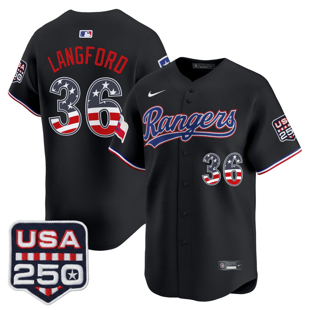 Men's Texas Rangers USA 250 Fourth of July Vapor Premier Limited Jersey - All Stitched