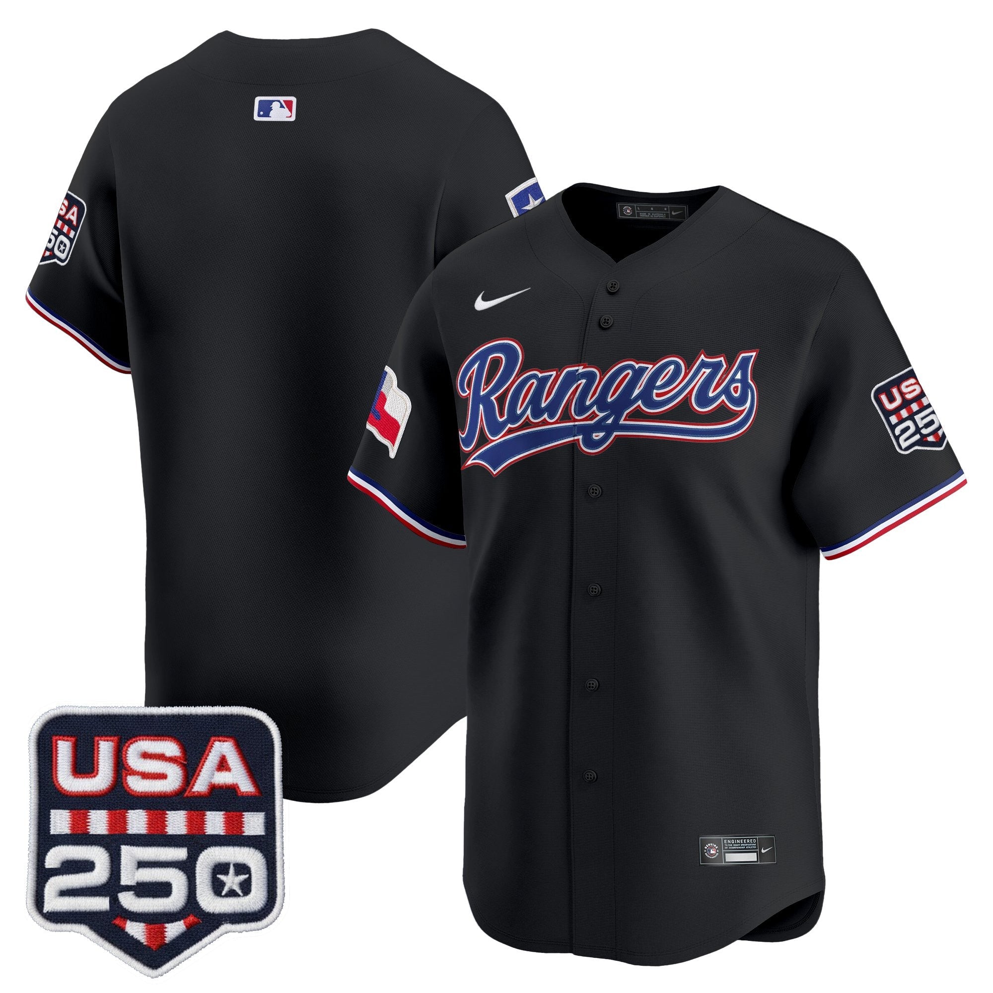Men's Texas Rangers USA 250 Fourth of July Vapor Premier Limited Jersey - All Stitched
