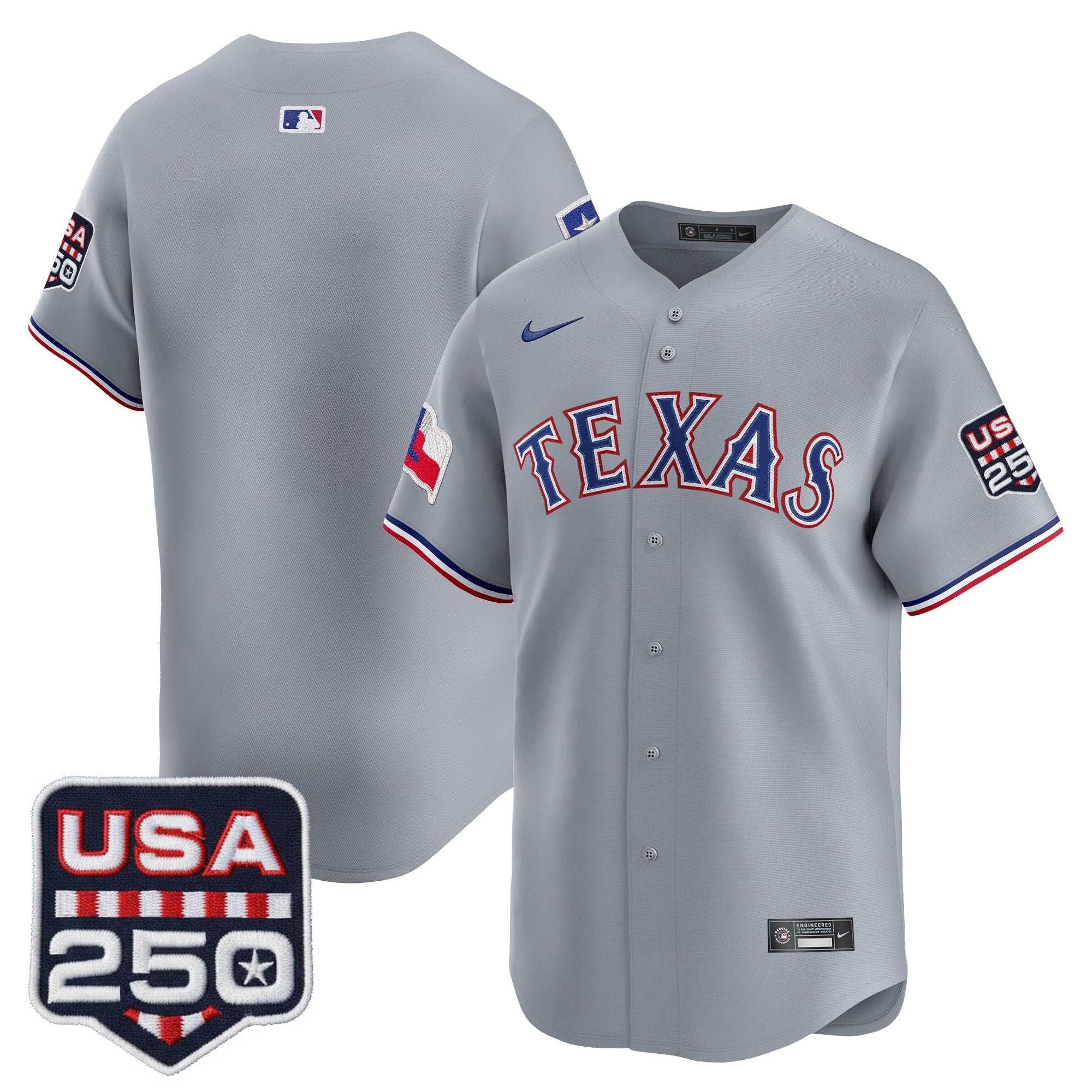 Men's Texas Rangers USA 250 Fourth of July Vapor Premier Limited Jersey - All Stitched