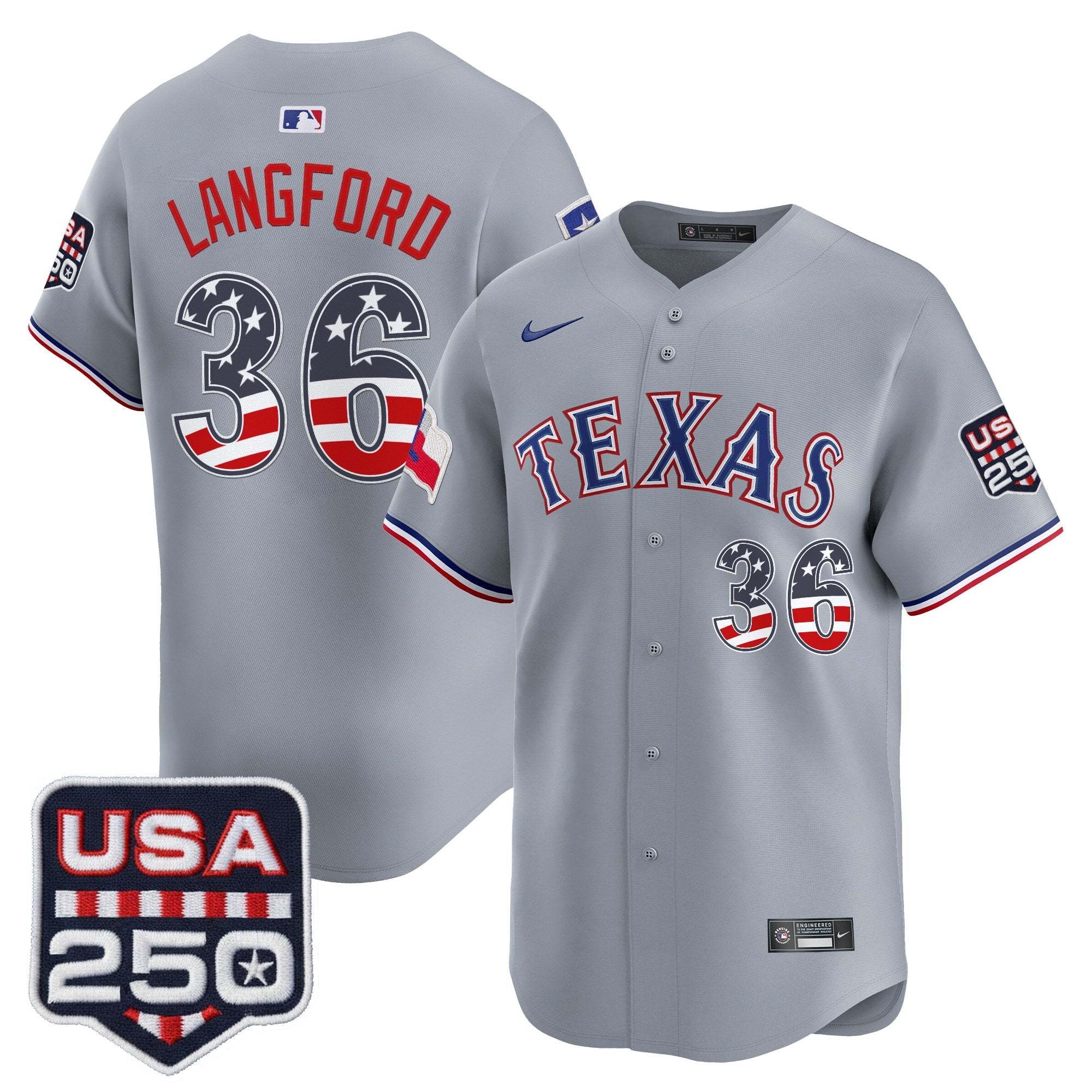Men's Texas Rangers USA 250 Fourth of July Vapor Premier Limited Jersey - All Stitched
