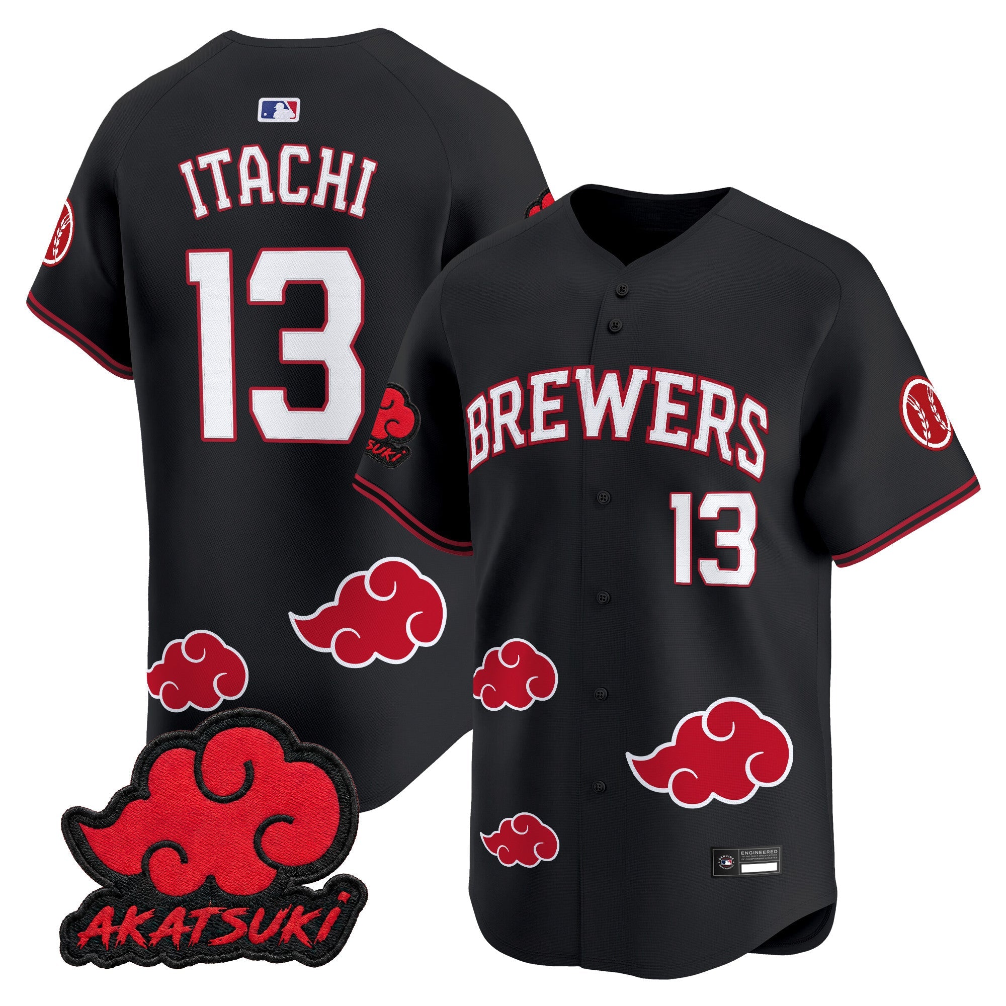 Milwaukee Brewers x Naruto Akatsuki Edition Vapor Premier Limited Jersey - Stitched