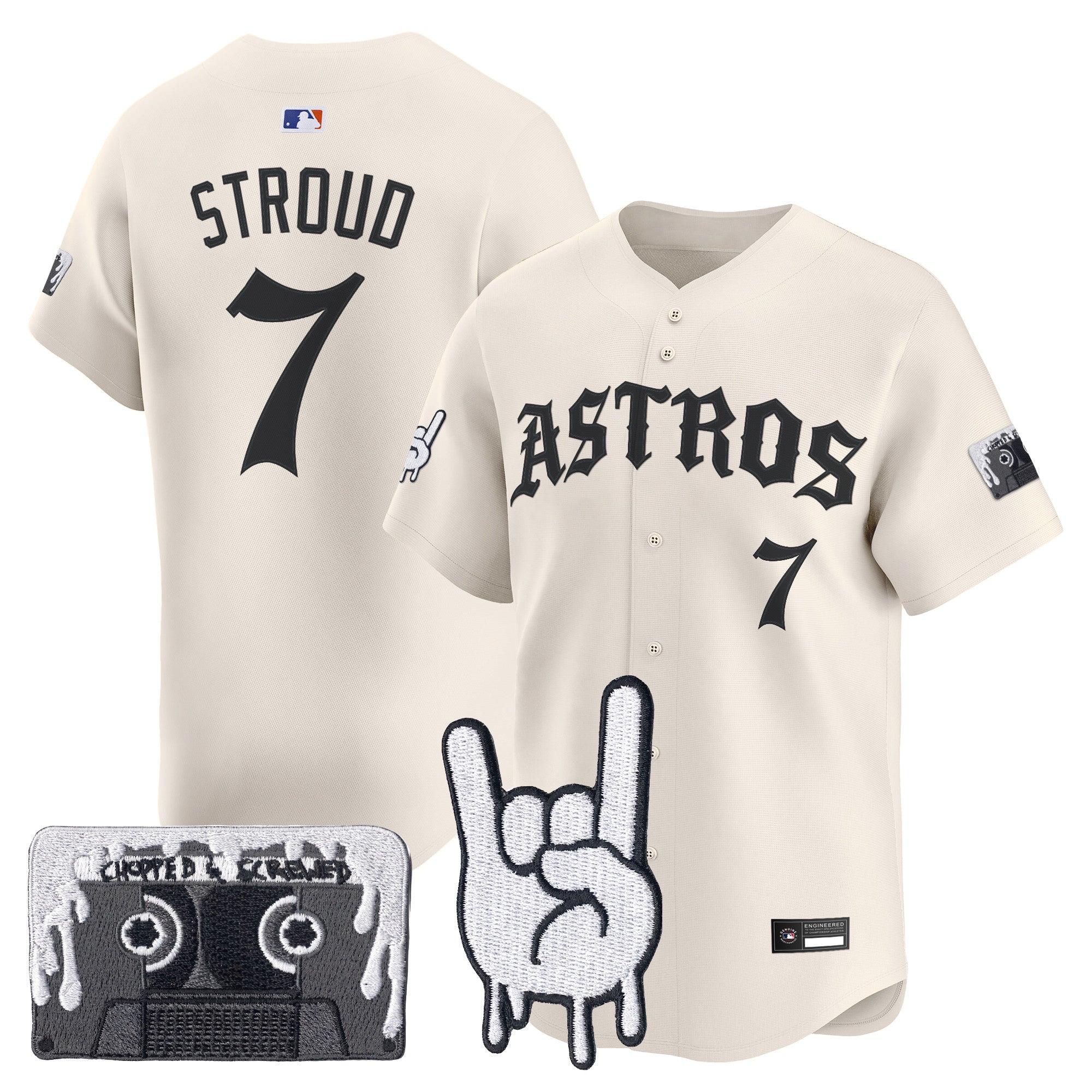 Men's Houston Astros Dj Screw Vapor Premier Limited Jersey - Gothic Edition - All Stitched