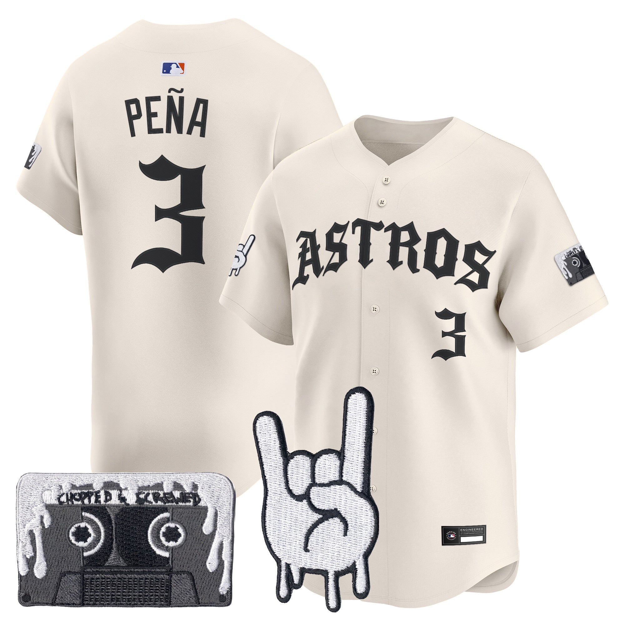 Men's Houston Astros Dj Screw Vapor Premier Limited Jersey - Gothic Edition - All Stitched
