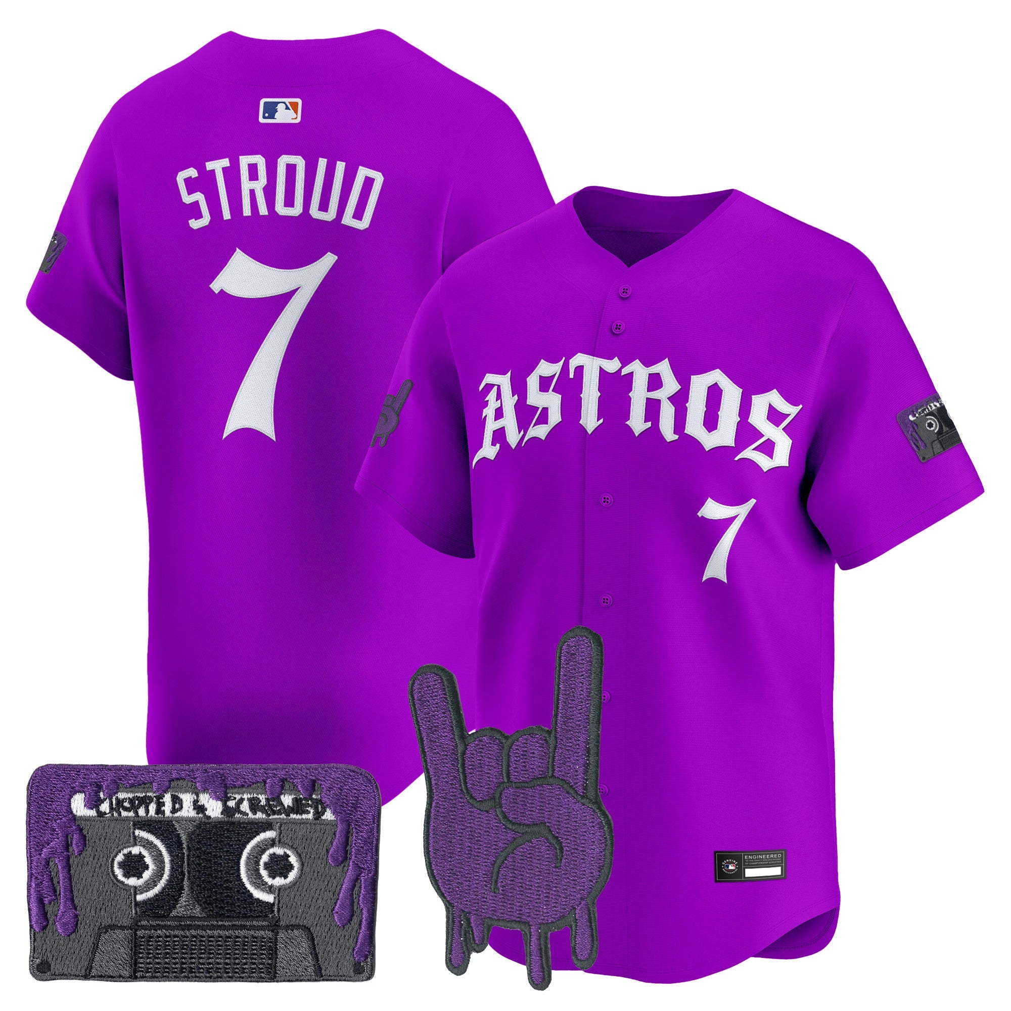 Men's Houston Astros Dj Screw Vapor Premier Limited Jersey - Gothic Edition - All Stitched