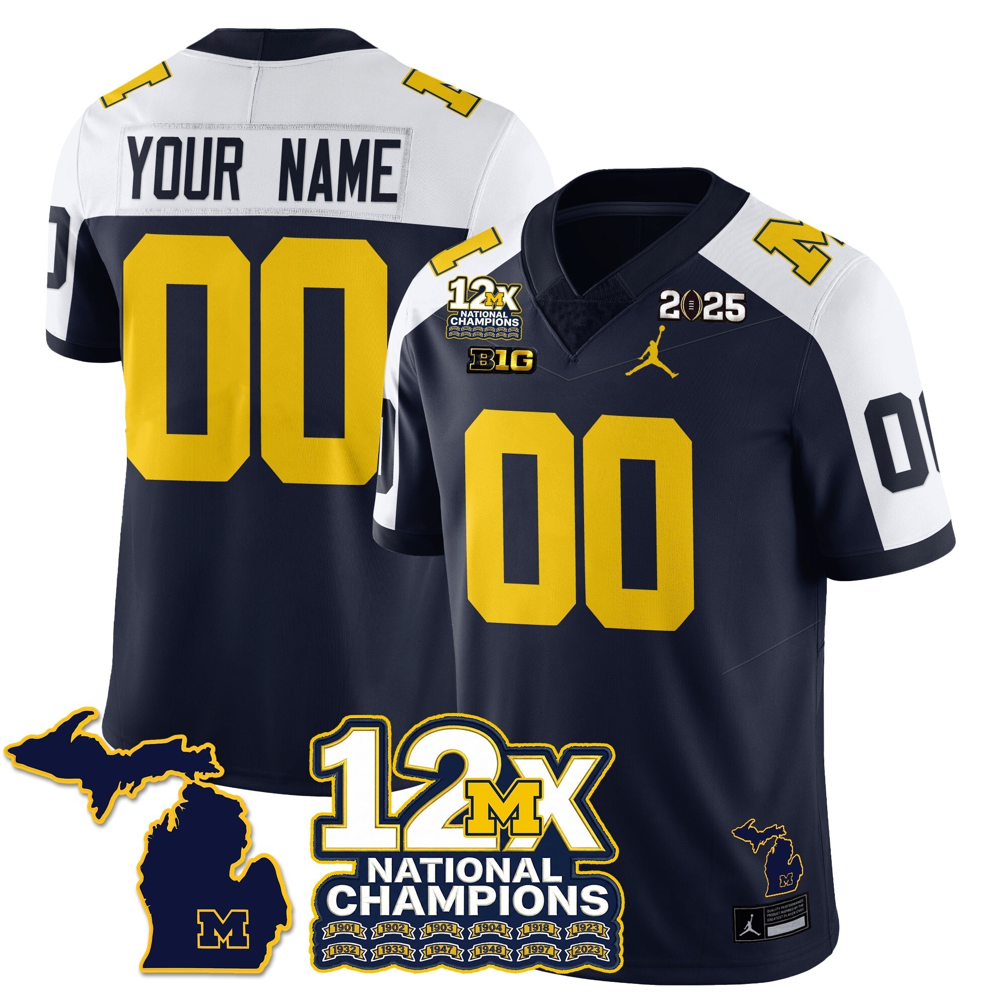 Custom MICH 12x-Time National Champions Vapor Limited Football Jersey