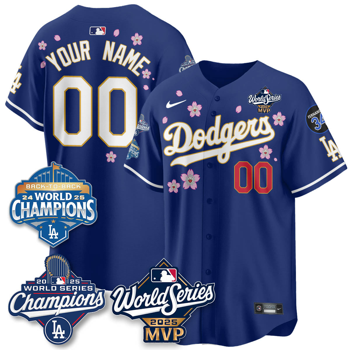 Yoshinobu Yamamoto LAD 2025 World Series MVP Custom Jersey - Stitched