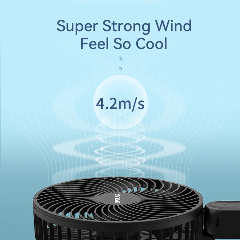 OPOLAR Handheld 6inch Rechageable Mini Fan 180°Foldable Handle Silent Strong Wind USB Fan for Home Room Outdoor Travel 10,000mAh