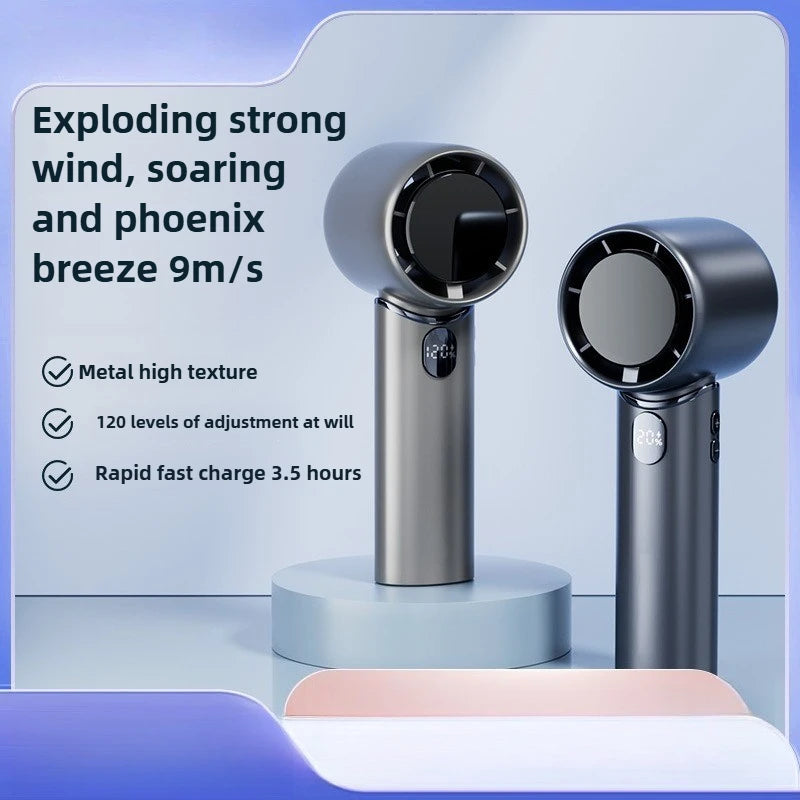 USB Handheld Fan - High Speed, Strong Wind, Long Battery Life, Smart Digital Display, Portable Mini Fan for Home/Office/Travel