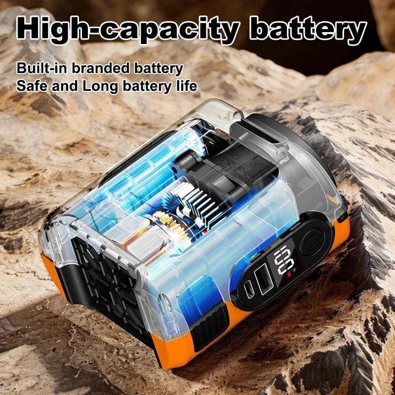 Waist Clip Fan Portable Mini Handheld Hanging Neck Fan With Power Bank Led Lighting For Camping Hiking Mountaineering Working