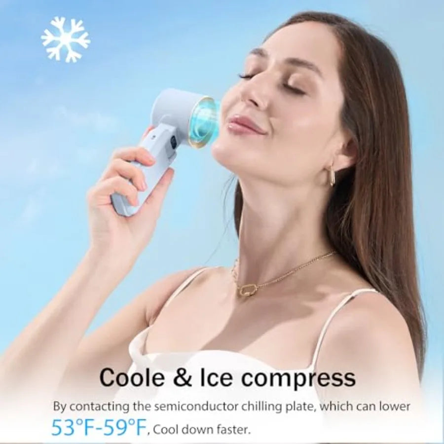 Portable Handheld Fan with Ice Cooler 13000RPM Turbo Fans, 3-in-1 Rechargeable Mini Personal Fan, 100 Adjustable Speeds, 3600mA
