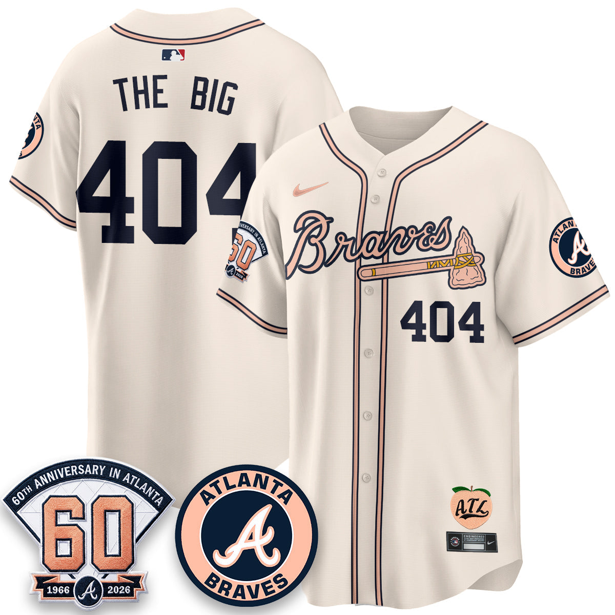 ATL 60th Anniversary Peach Edition Vapor Premier Limited Jersey - Stitched