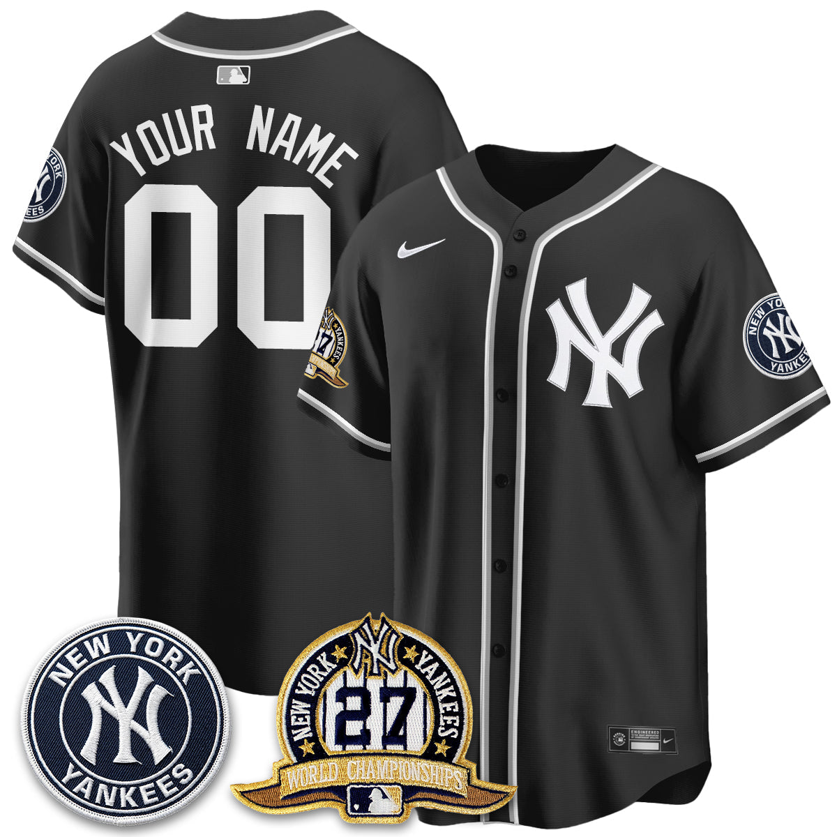 NYY 2026 Black Out Style Vapor Limited Custom Jersey - Stitched
