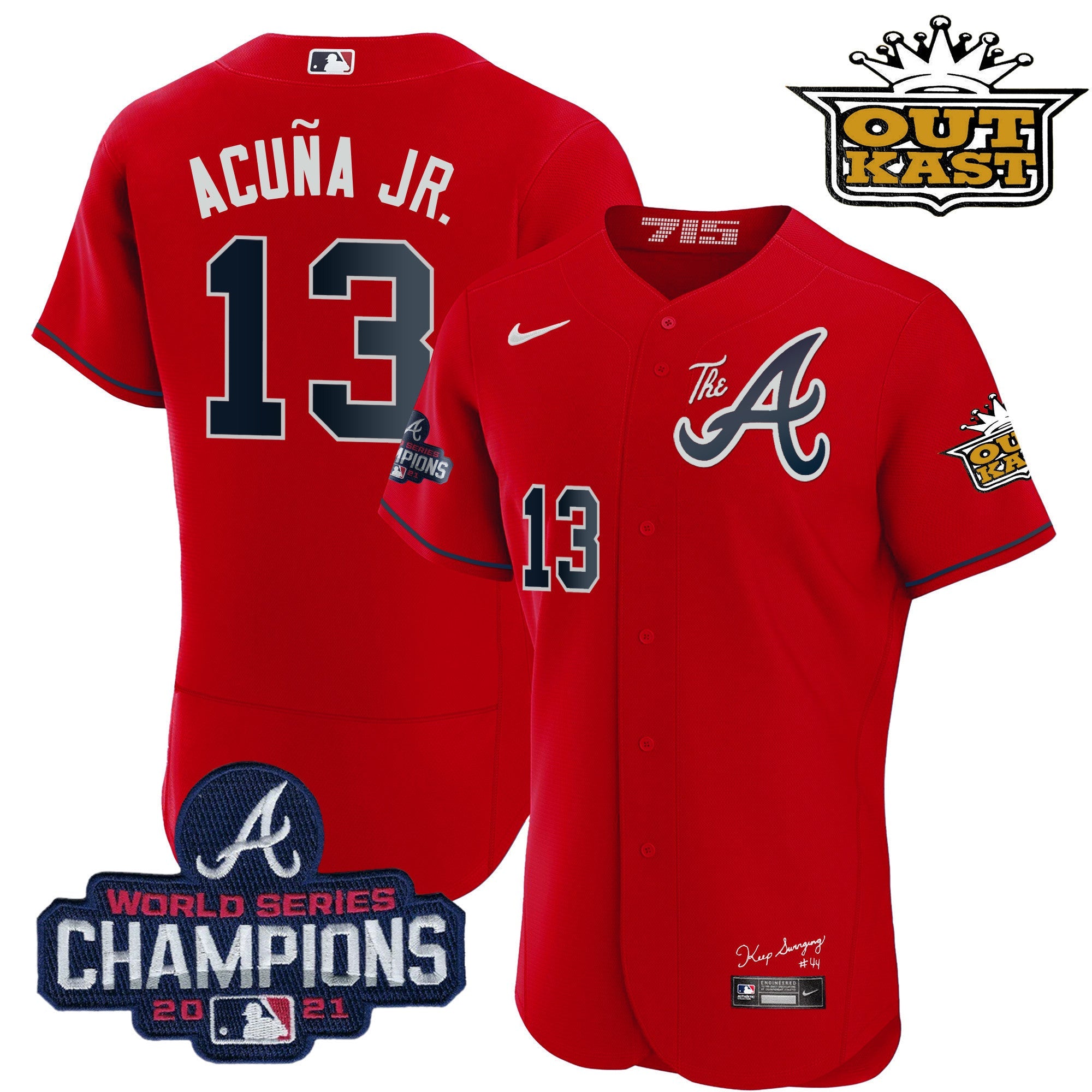 Men's Atlanta Braves Outkast Gold The A Flex Base Jersey  All Stitched