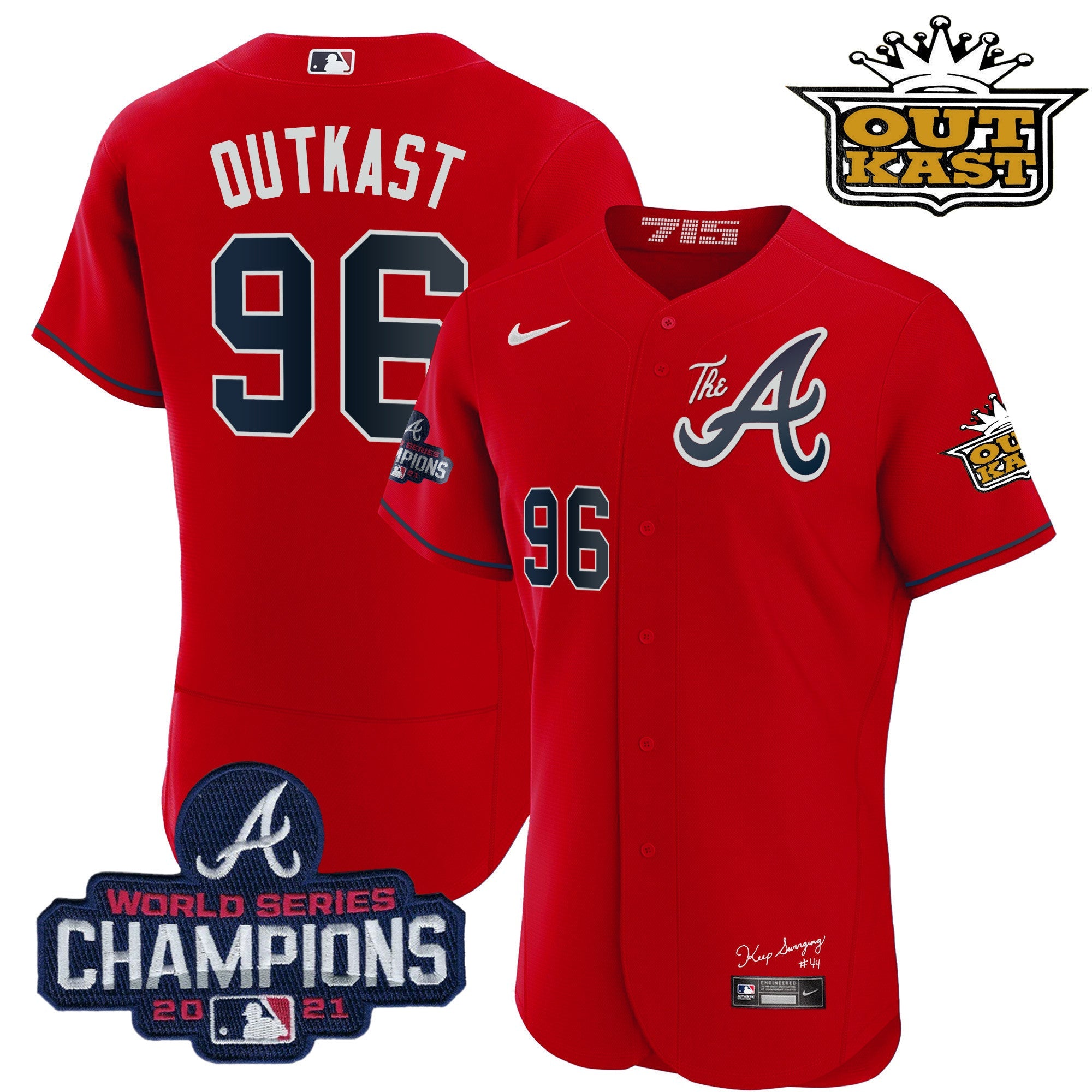 Men's Atlanta Braves Outkast Gold The A Flex Base Jersey  All Stitched