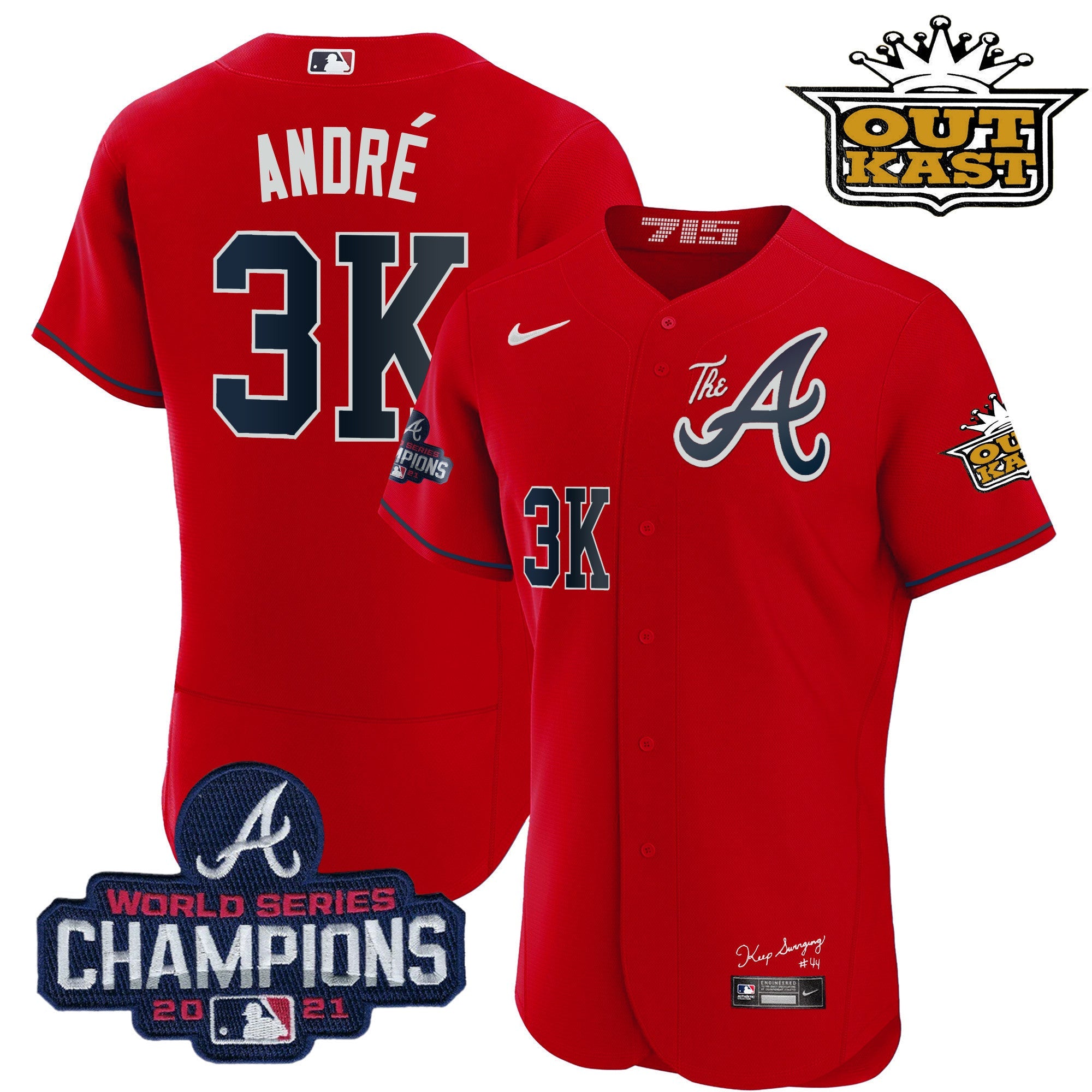 Men's Atlanta Braves Outkast Gold The A Flex Base Jersey  All Stitched