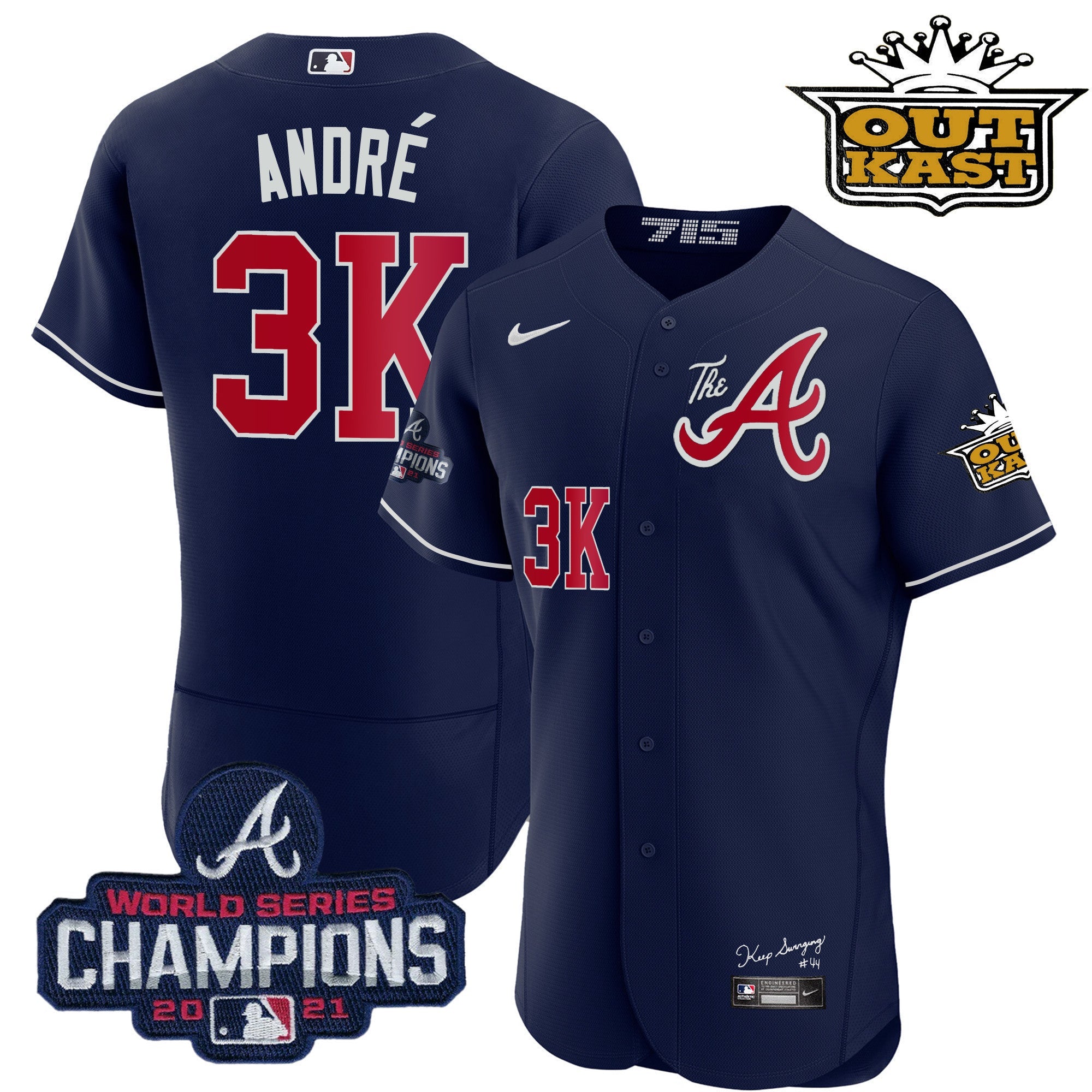 Men's Atlanta Braves Outkast Gold The A Flex Base Jersey  All Stitched