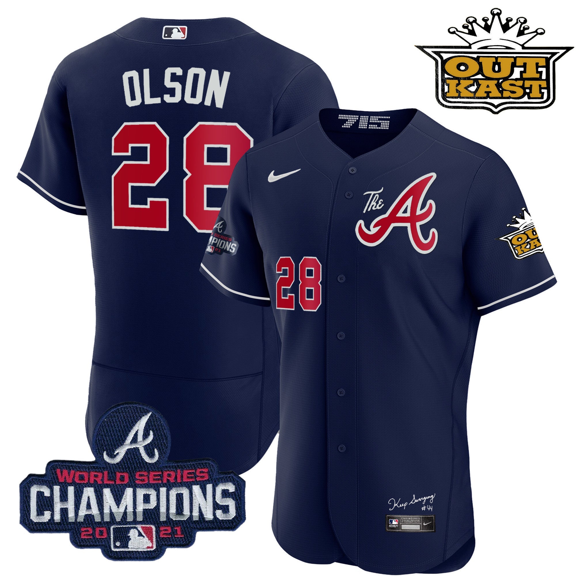 Men's Atlanta Braves Outkast Gold The A Flex Base Jersey  All Stitched