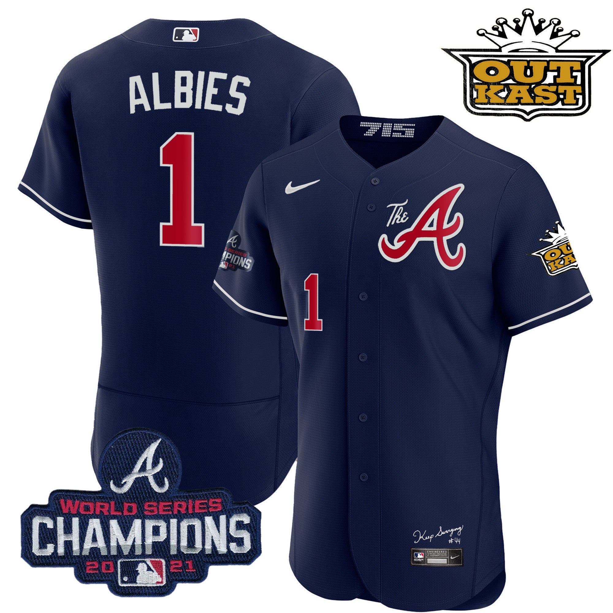 Men's Atlanta Braves Outkast Gold The A Flex Base Jersey  All Stitched