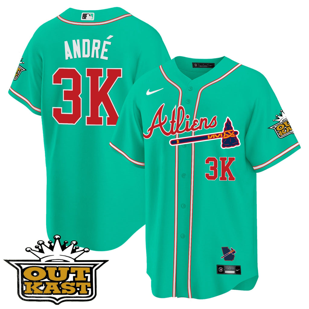 Men's Atlanta Braves Atliens Cool Base Jersey - Galaxy Version - Stitched