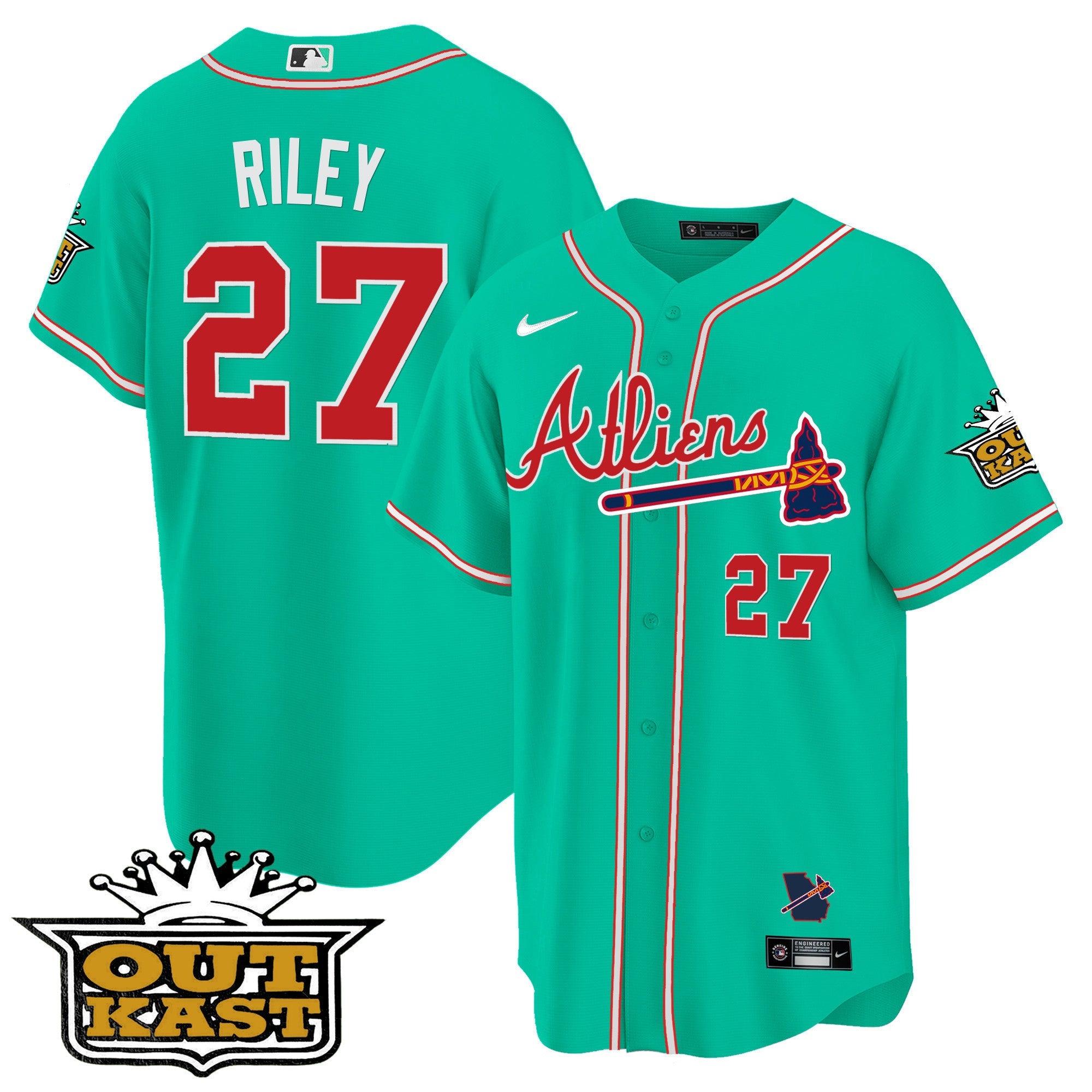 Men's Atlanta Braves Atliens Cool Base Jersey - Galaxy Version - Stitched