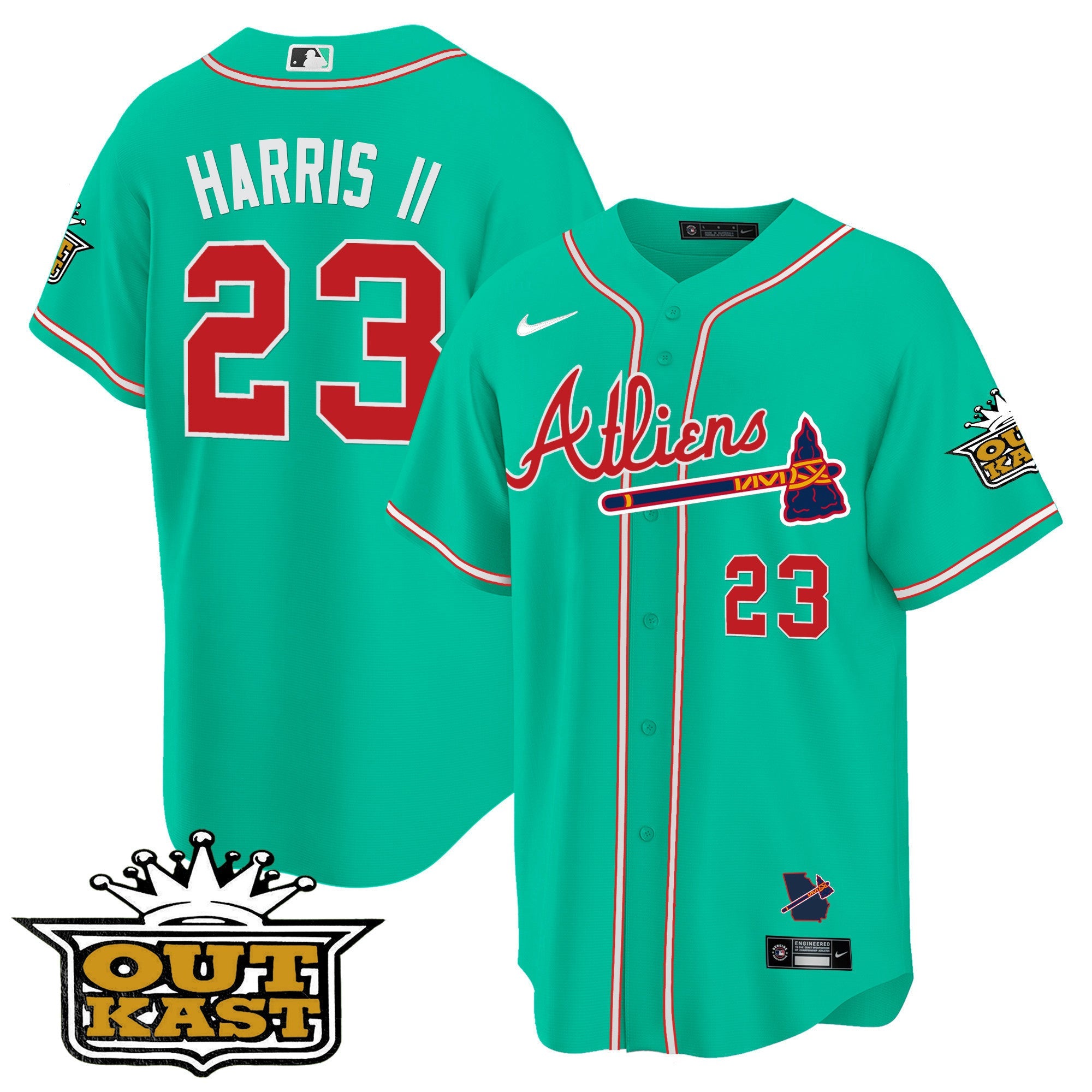 Men's Atlanta Braves Atliens Cool Base Jersey - Galaxy Version - Stitched
