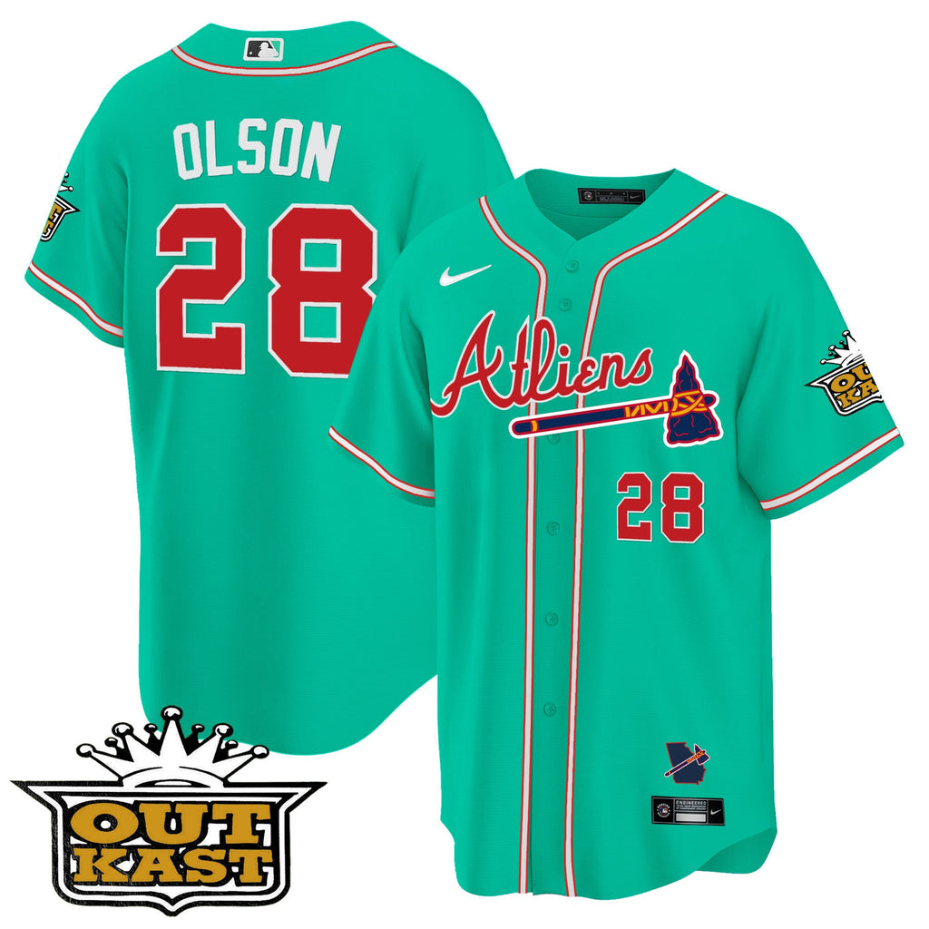 Men's Atlanta Braves Atliens Cool Base Jersey - Galaxy Version - Stitched