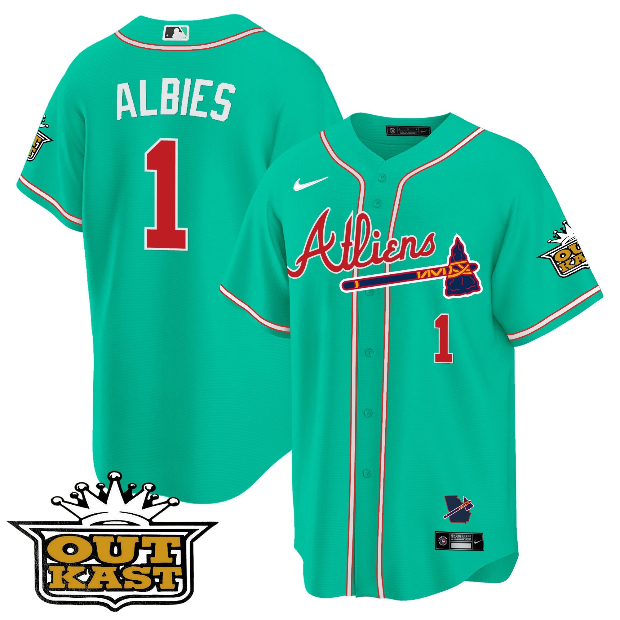Men's Atlanta Braves Atliens Cool Base Jersey - Galaxy Version - Stitched