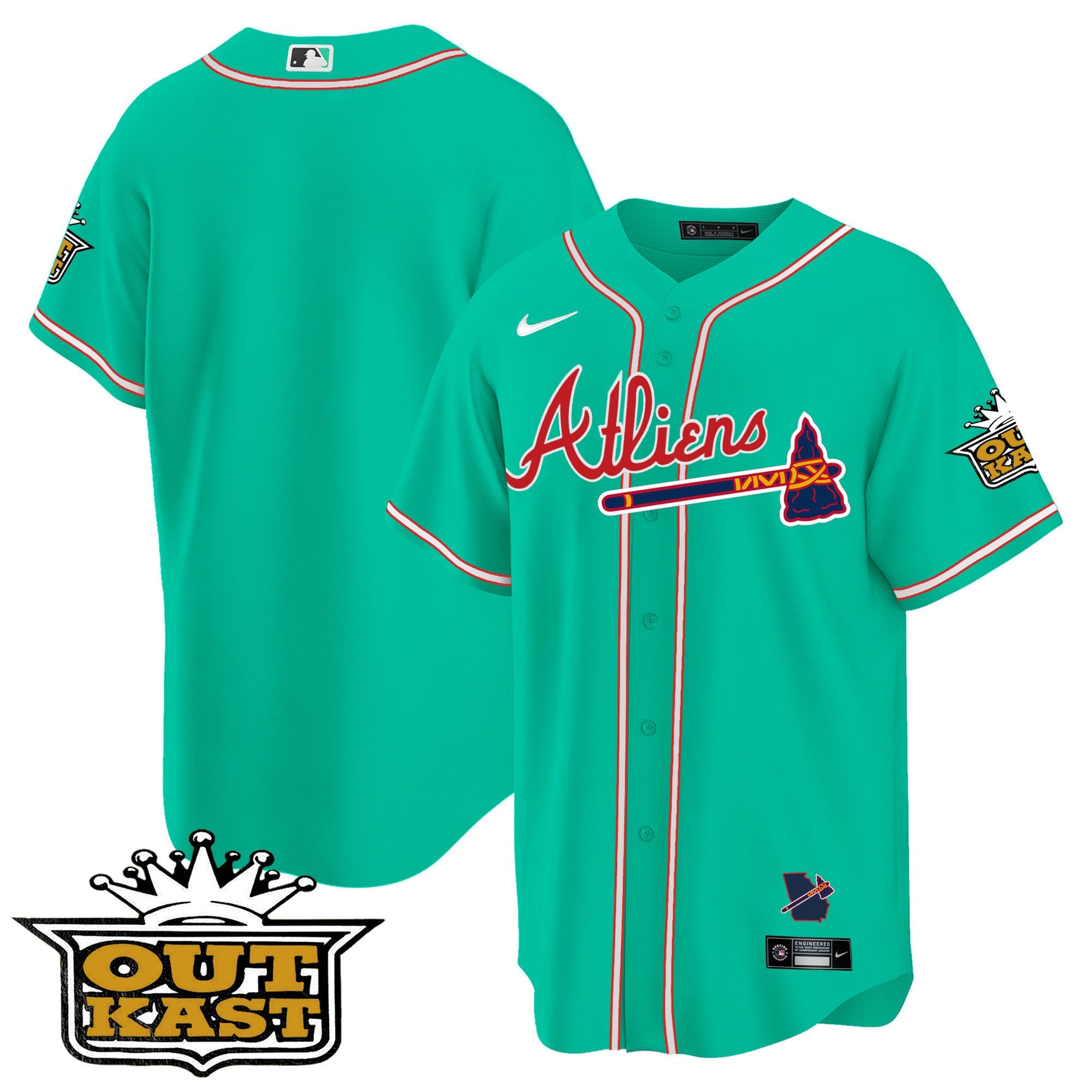 Men's Atlanta Braves Atliens Cool Base Jersey - Galaxy Version - Stitched