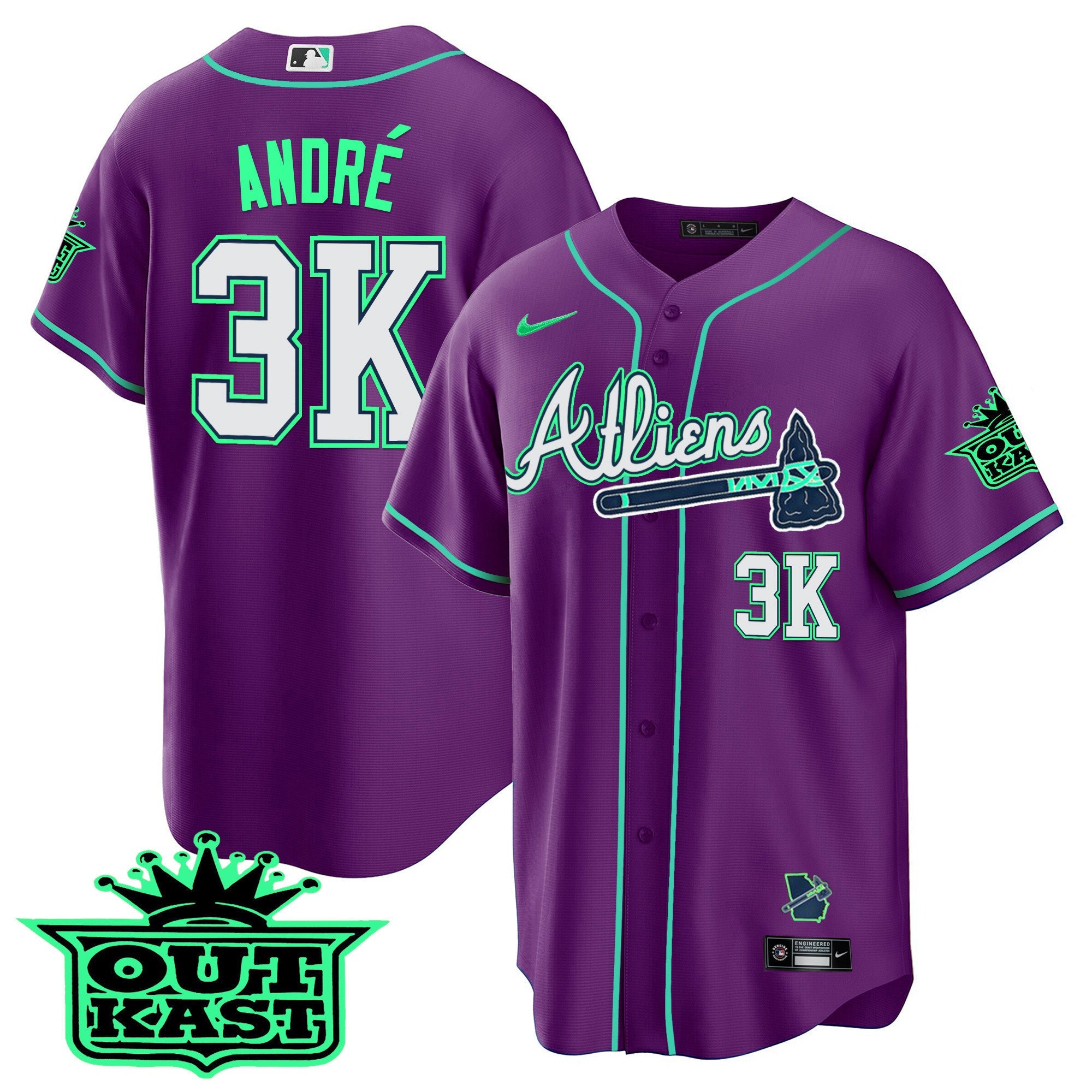 Men's Atlanta Braves Atliens Cool Base Jersey - Galaxy Version - Stitched