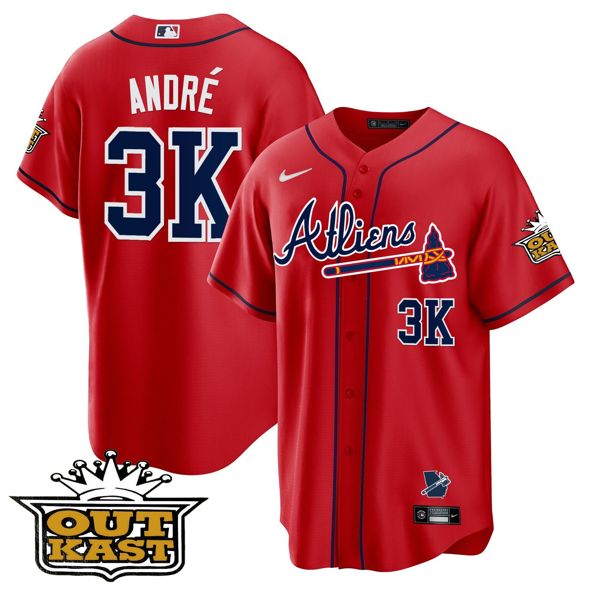 Men's Atlanta Braves Atliens Cool Base Jersey V2 - All Stitched