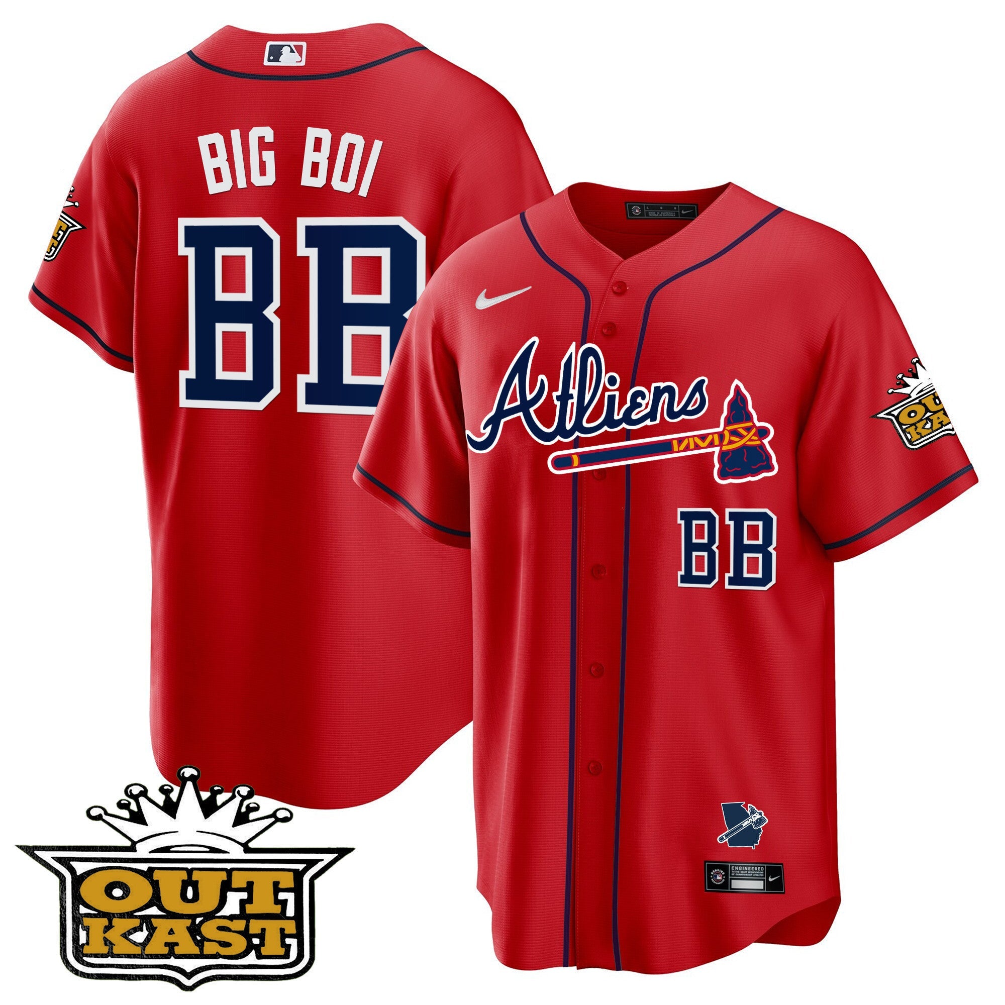 Men's Atlanta Braves Atliens Cool Base Jersey V2 - All Stitched