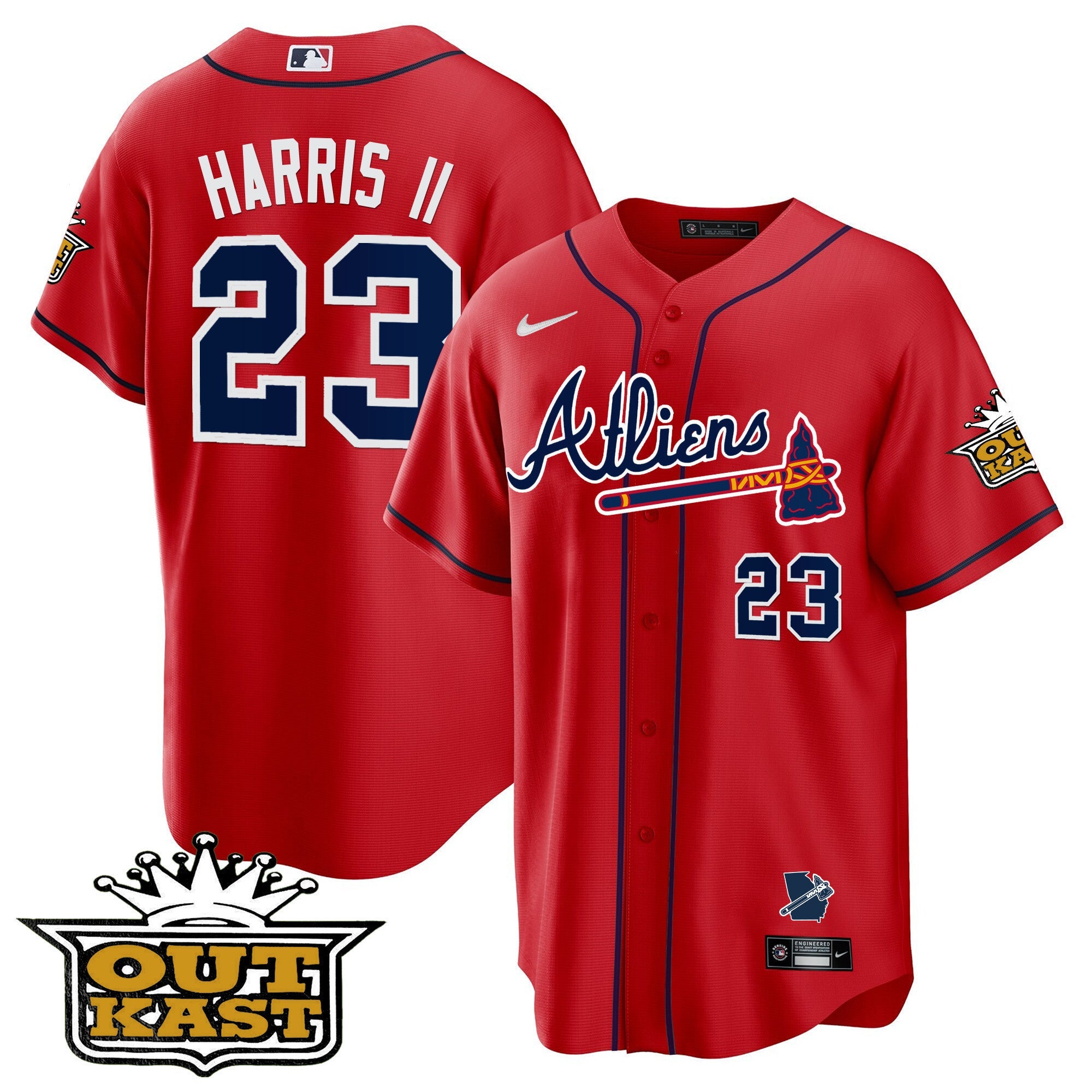Men's Atlanta Braves Atliens Cool Base Jersey V2 - All Stitched