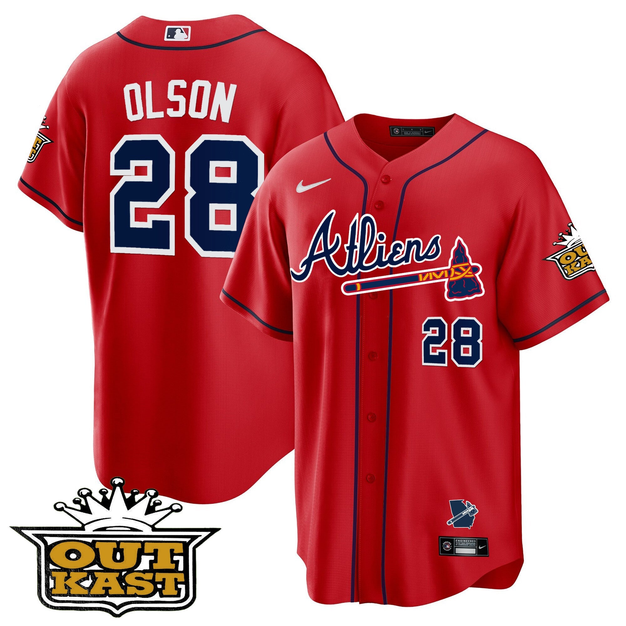 Men's Atlanta Braves Atliens Cool Base Jersey V2 - All Stitched