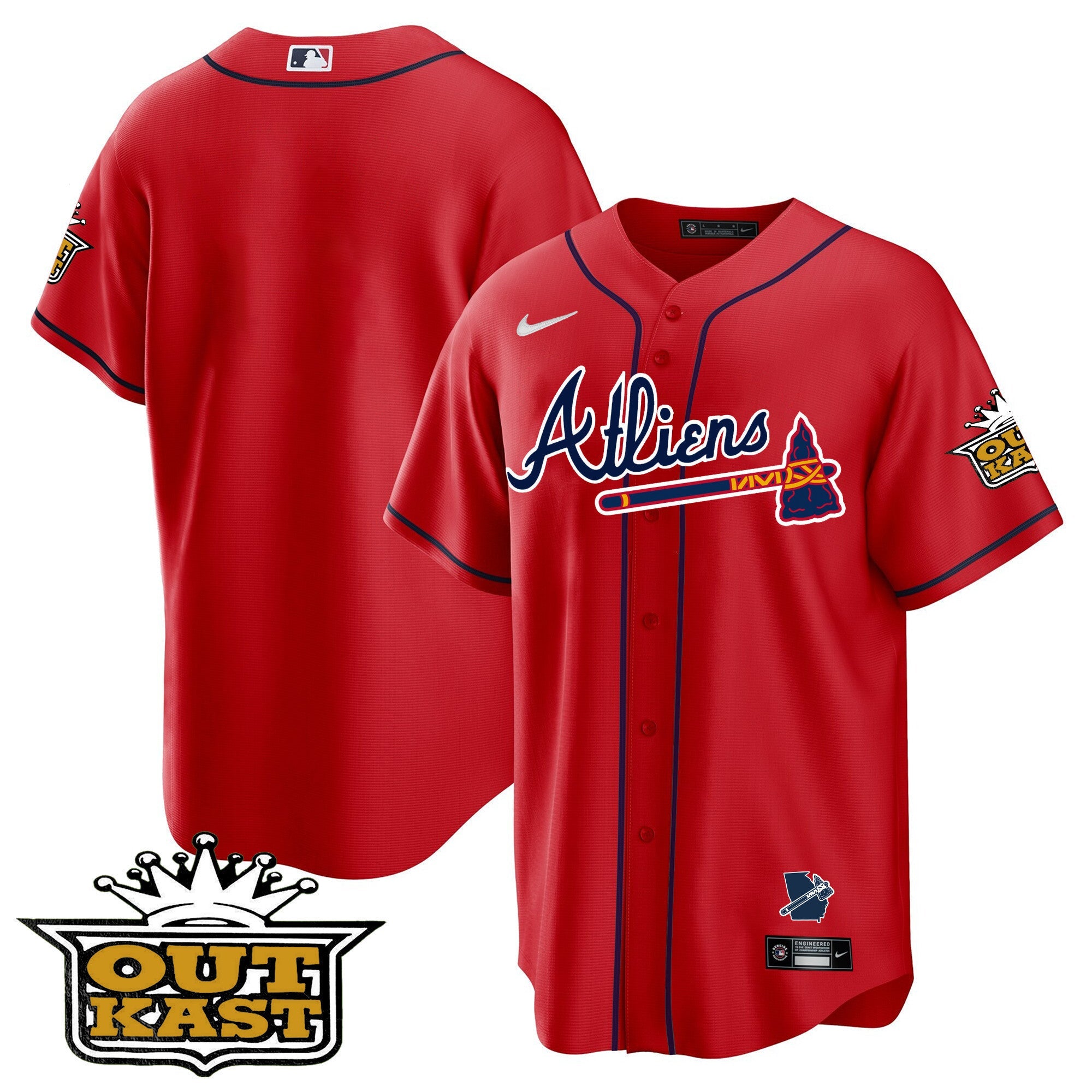 Men's Atlanta Braves Atliens Cool Base Jersey V2 - All Stitched