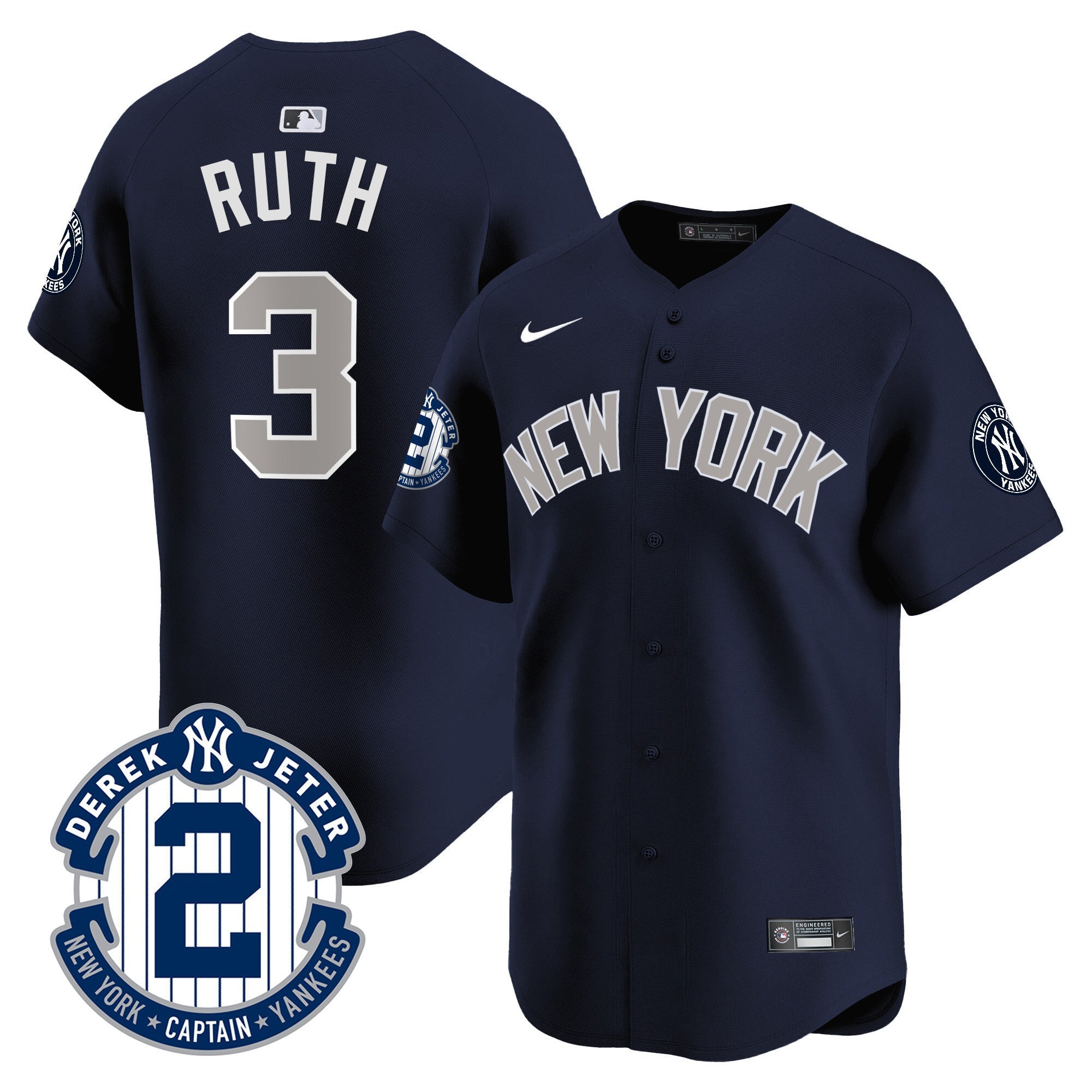 Men's New York Yankees Derek Jeter Patch Vapor Premier Limited Jersey - All Stitched