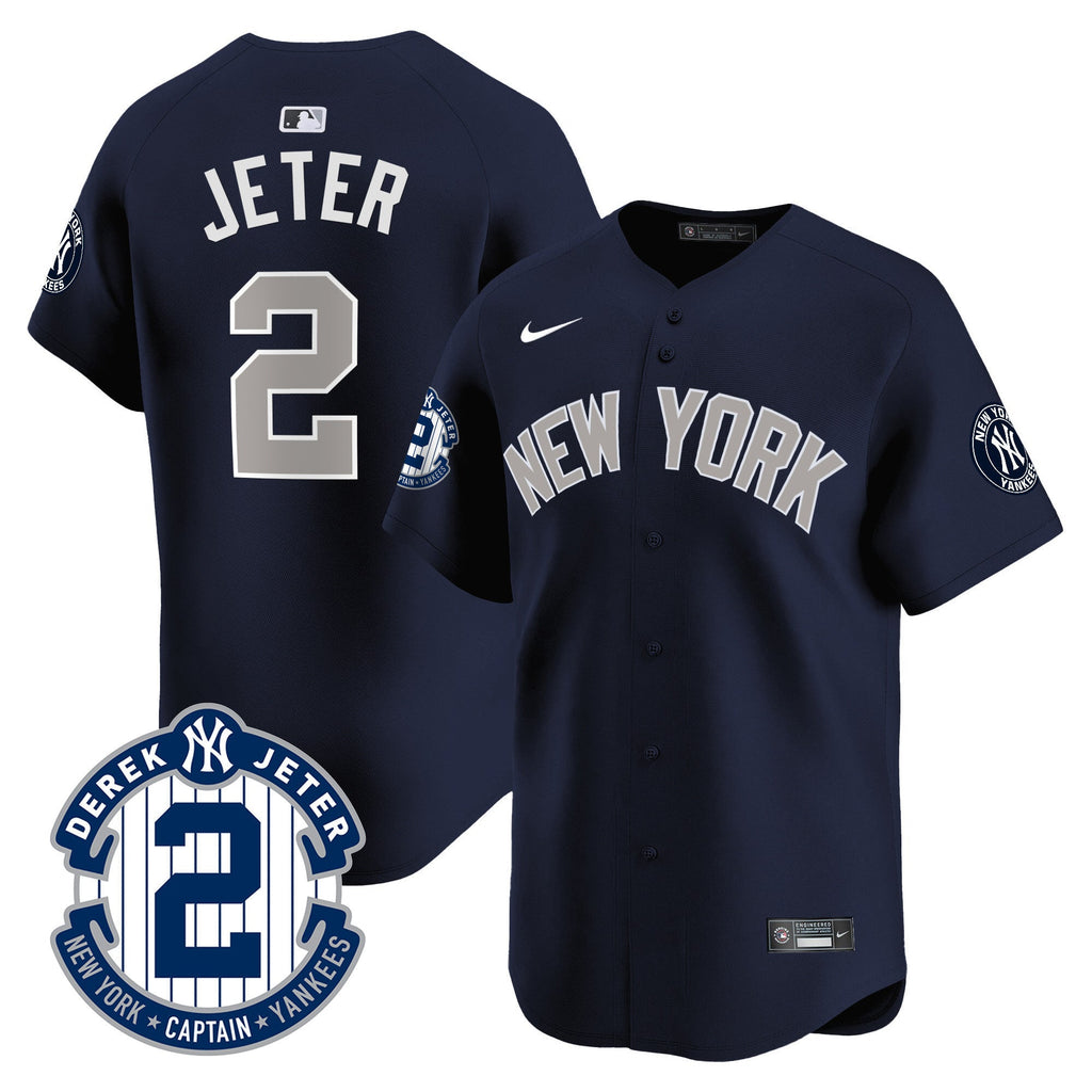 Men's New York Yankees Derek Jeter Patch Vapor Premier Limited Jersey - All Stitched