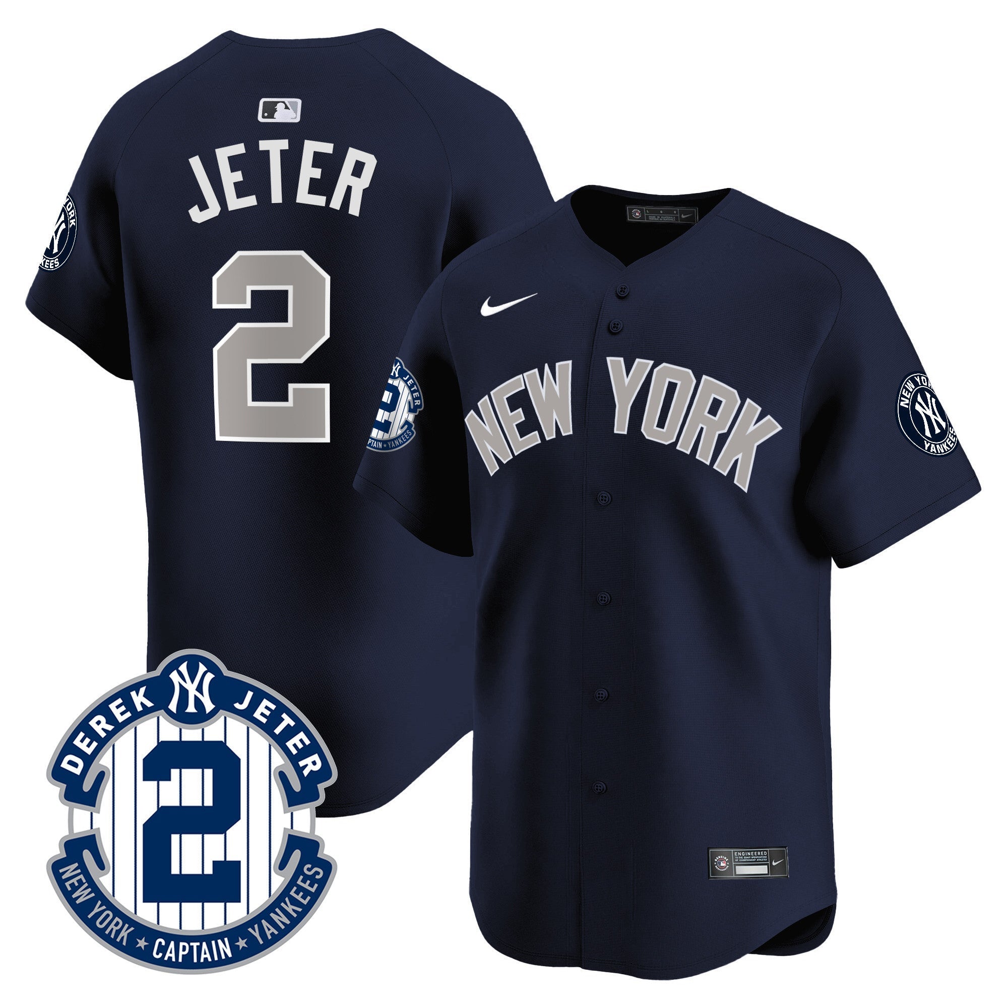 Men's New York Yankees Derek Jeter Patch Vapor Premier Limited Jersey - All Stitched